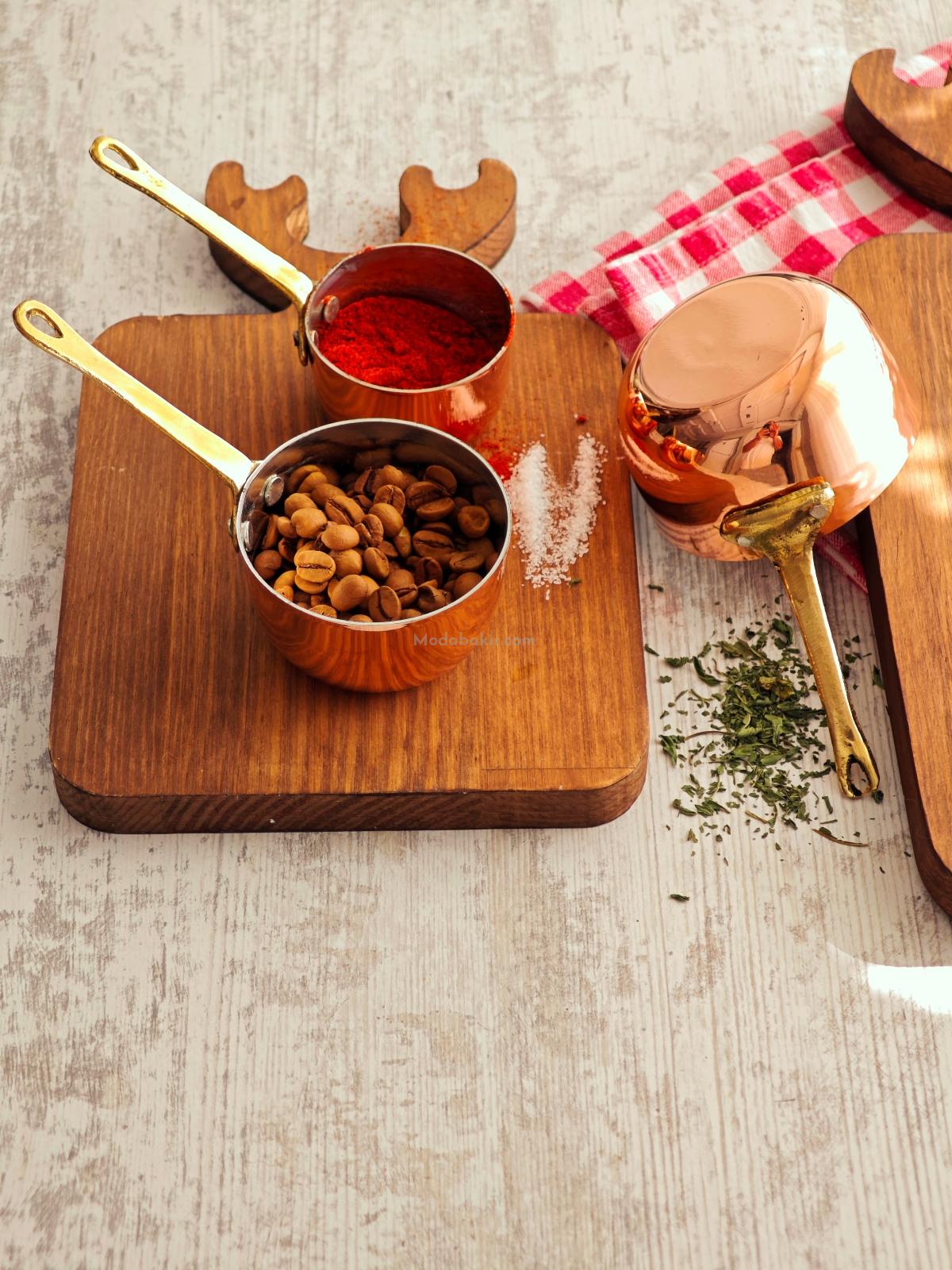 Bakır Ölçü Kabı Seti,Sos Tavası - Görsel 3