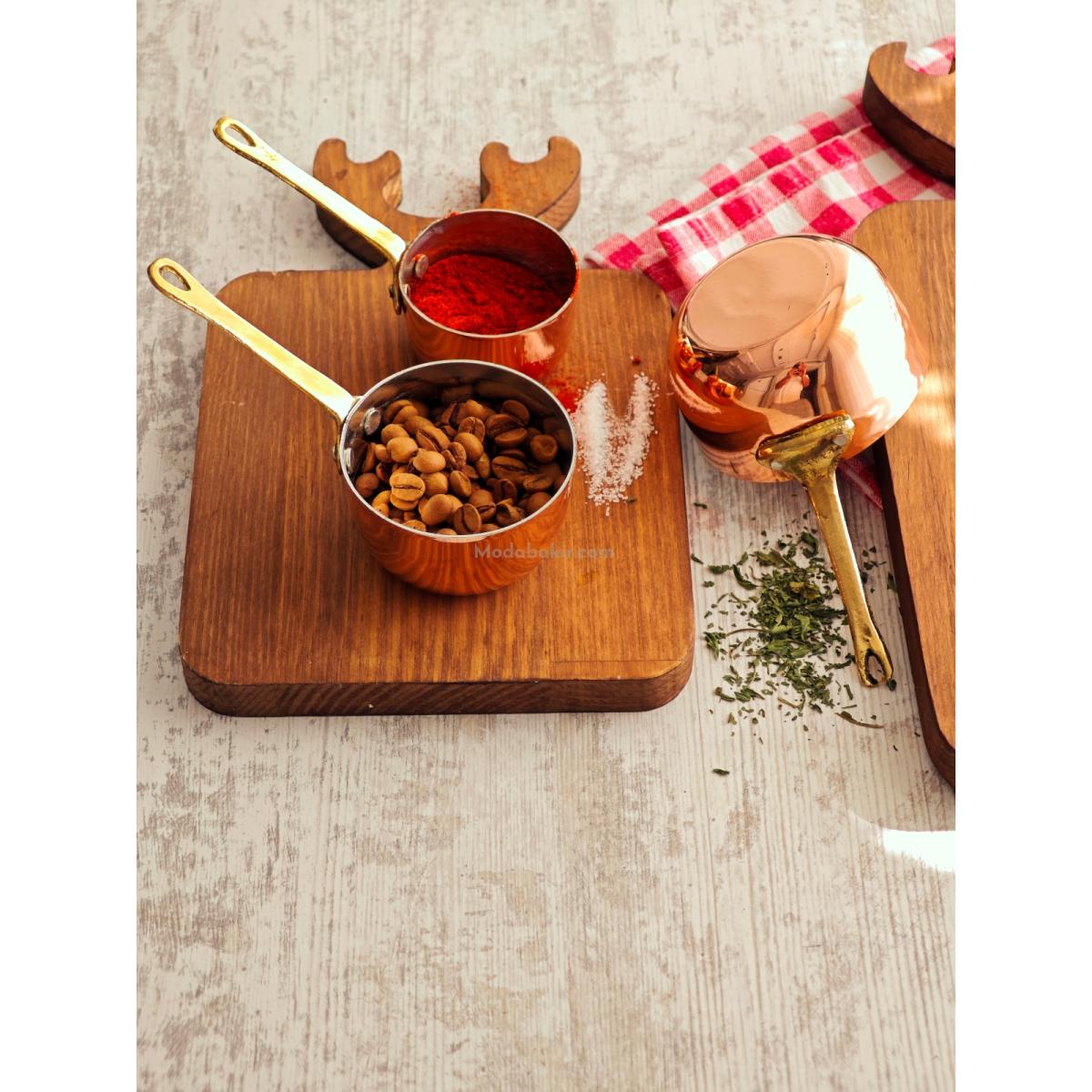 Bakır Ölçü Kabı Seti,Sos Tavası - Görsel 3