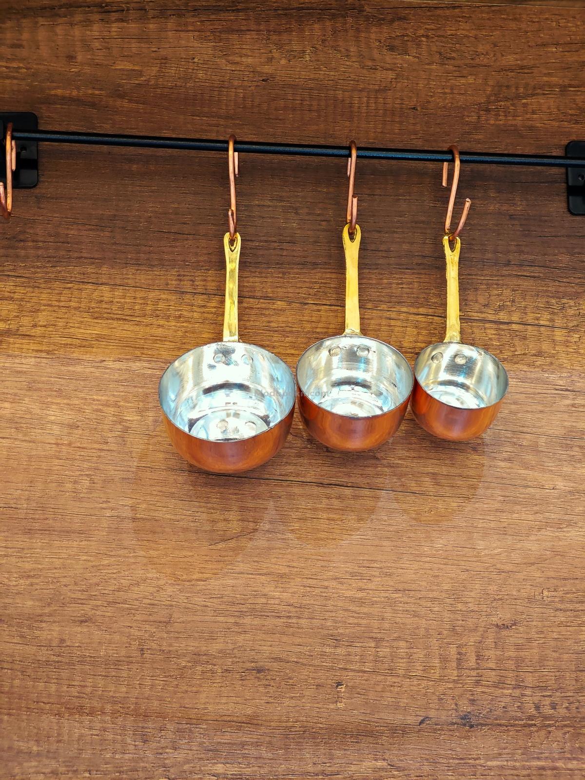 Bakır Ölçü Kabı Seti,Sos Tavası - Görsel 4