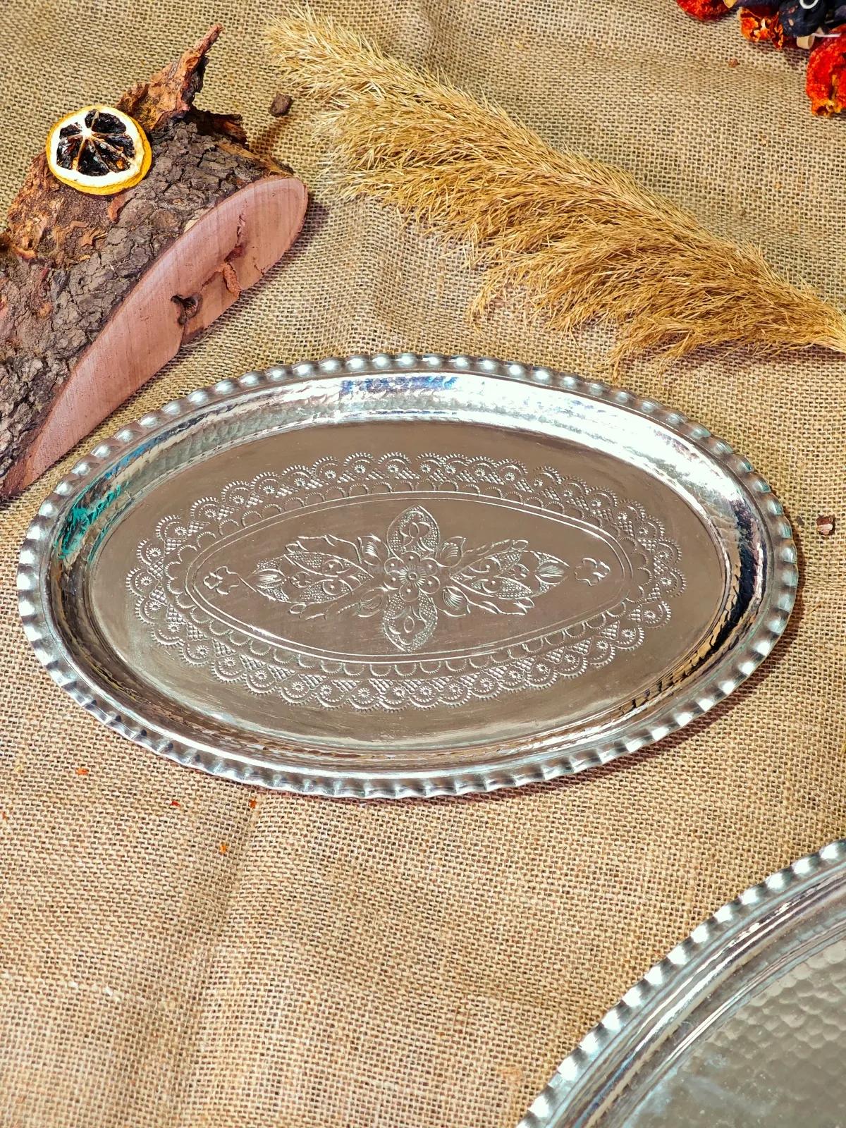 Bakır Oval Servis Tepsi - Görsel 2