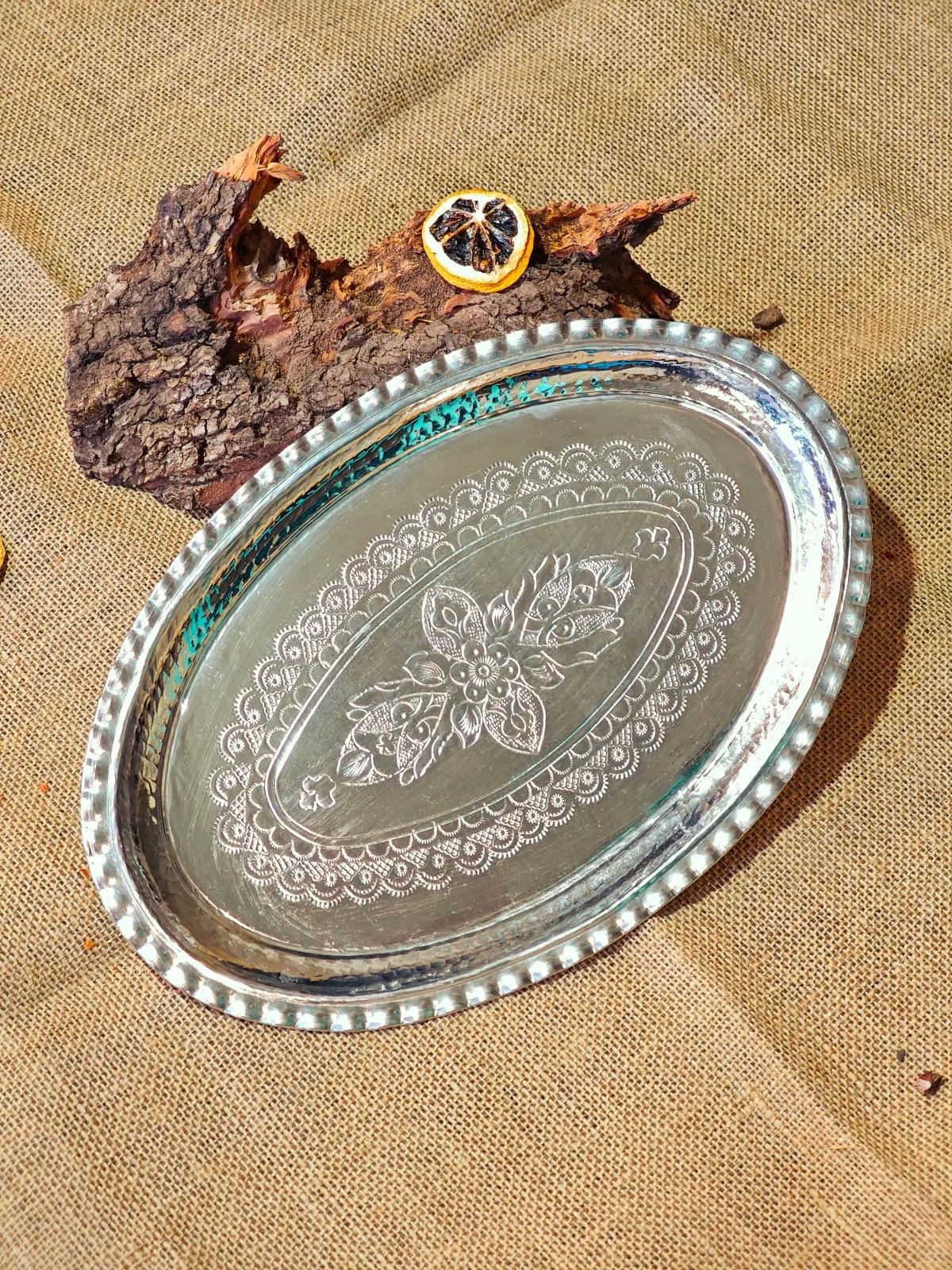 Bakır Oval Servis Tepsi - Görsel 3