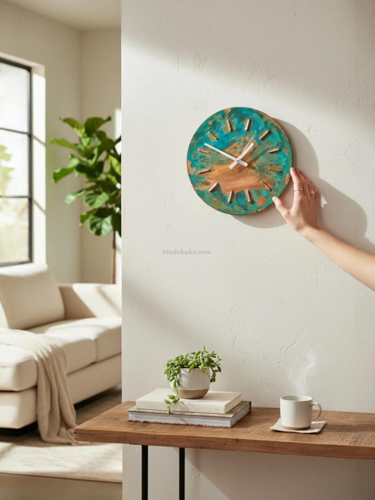 Bakır Patina Duvar Saati 30 cm - Görsel 3