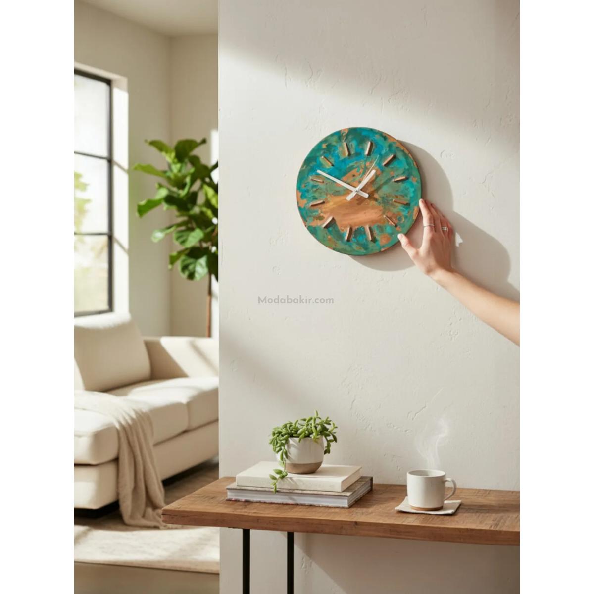 Bakır Patina Duvar Saati 30 cm - Görsel 3