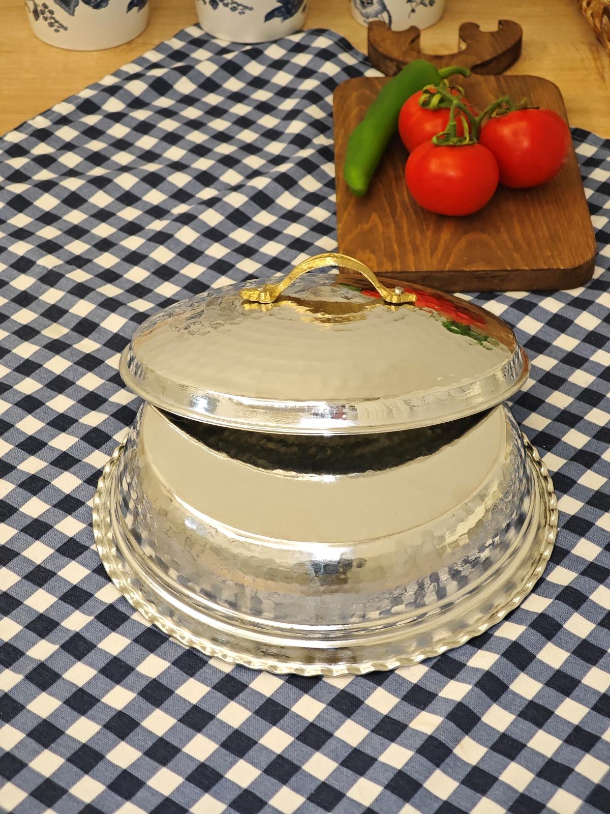 Bakır Pilav Tencere El Yapımı 24 Cm Gümüş - Görsel 3