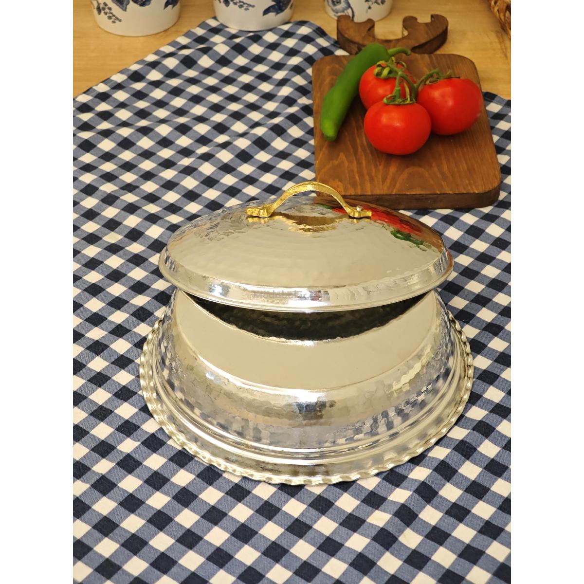 Bakır Pilav Tencere El Yapımı 24 Cm Gümüş - Görsel 3