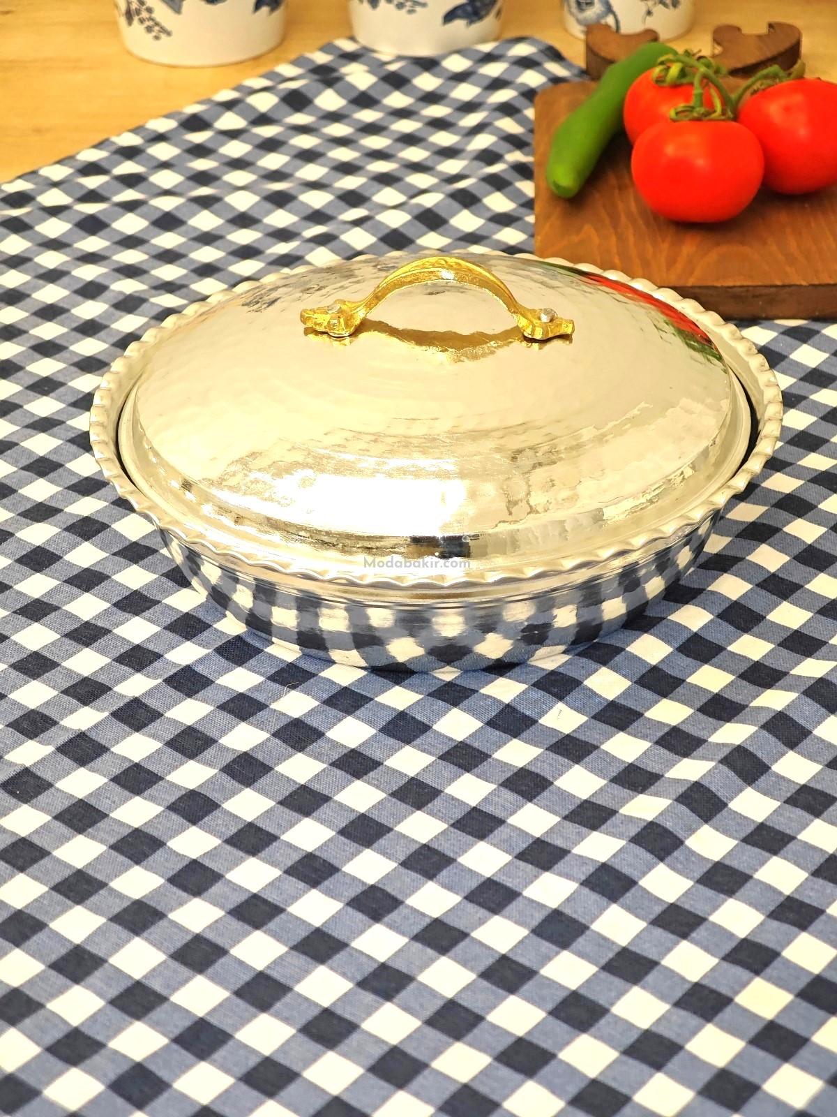 Bakır Pilav Tencere El Yapımı 24 Cm Gümüş - Görsel 4