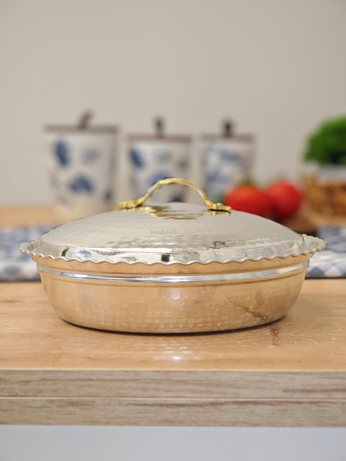 Bakır Pilav Tencere El Yapımı 24 Cm Gümüş - Görsel 5