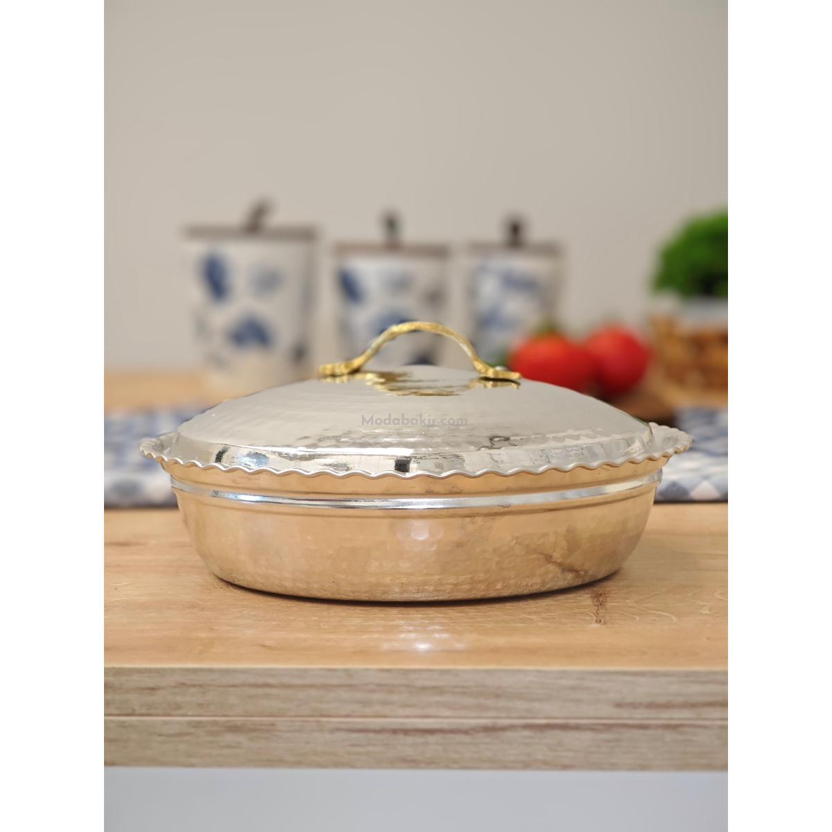 Bakır Pilav Tencere El Yapımı 24 Cm Gümüş - Görsel 5