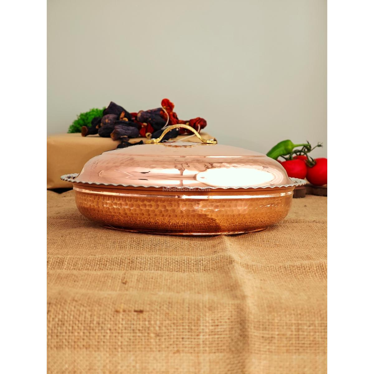 Bakır Pilav Tencere El Yapımı 30 Cm - Görsel 2