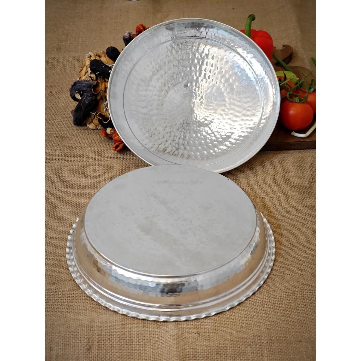 Bakır Pilav Tencere El Yapımı 32 Cm Gümüş - Görsel 5