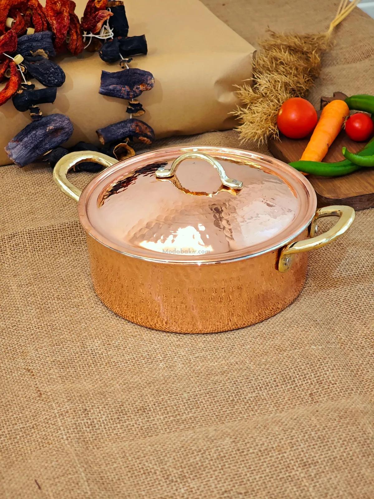 Bakır Pilav Tenceresi Kırmızı 20 Cm - Görsel 2