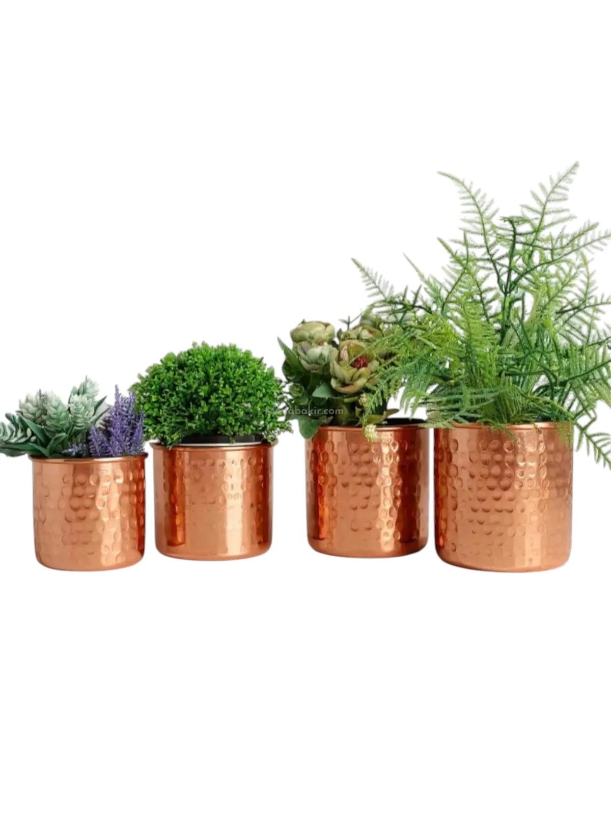 Bakır Saksı 4 Lü Set - Görsel 1