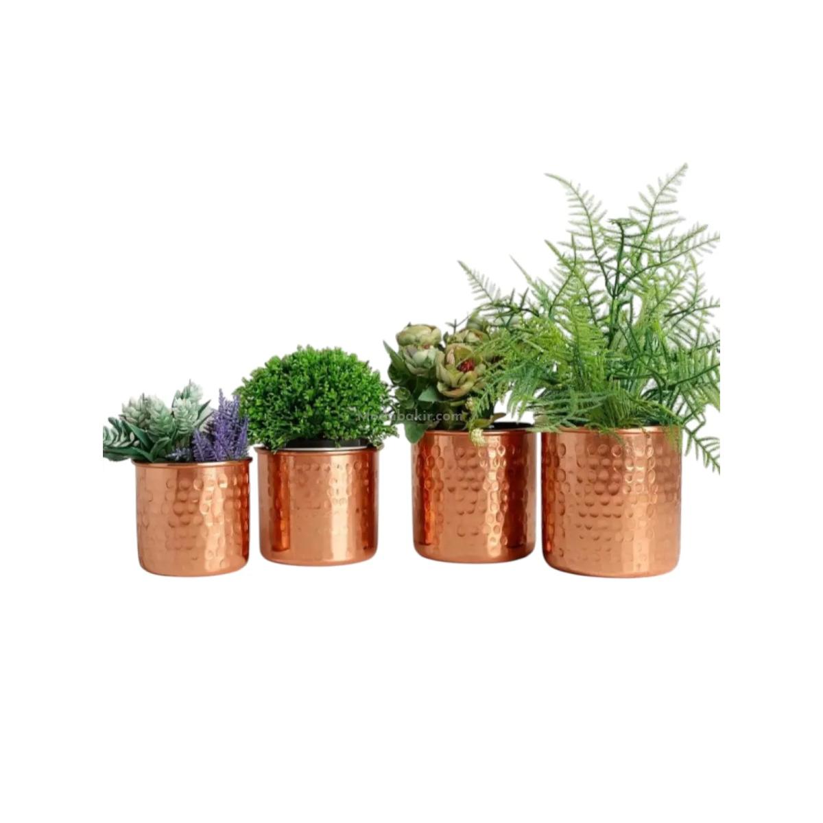 Bakır Saksı 4 Lü Set - Görsel 1