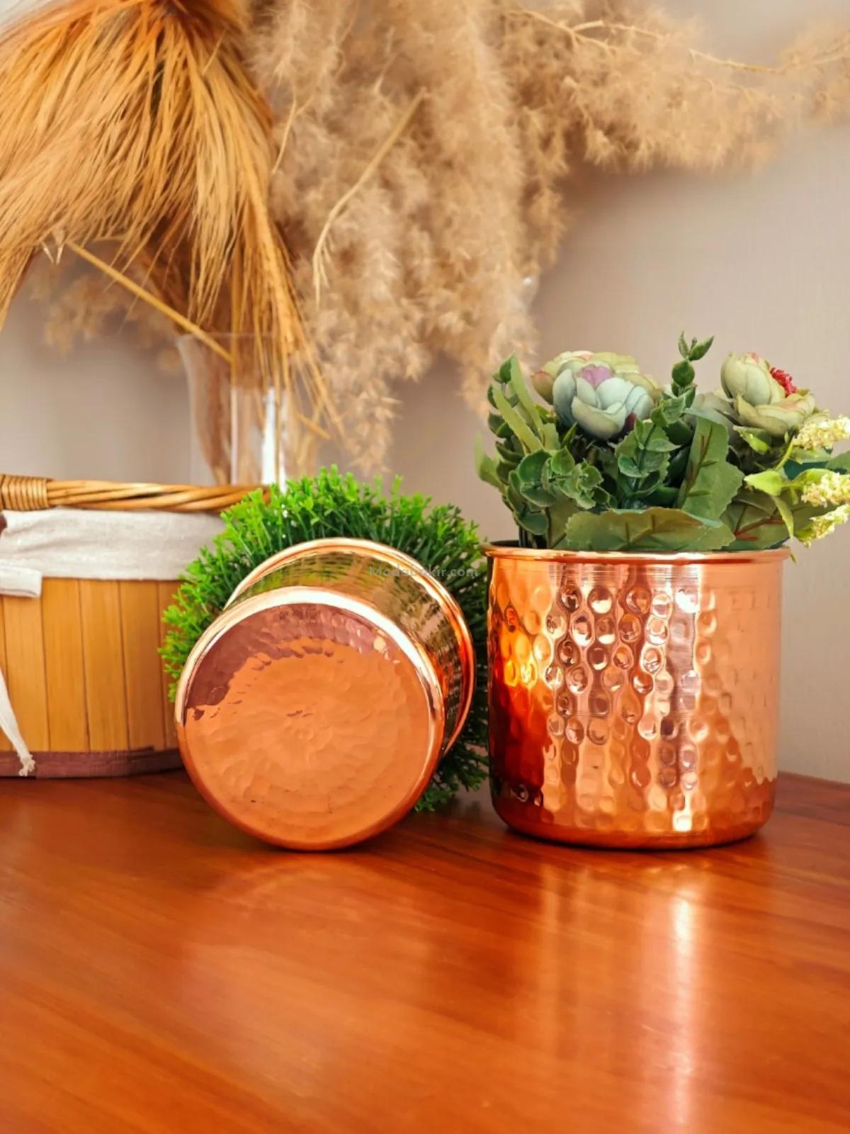 Bakır Saksı 4 Lü Set - Görsel 2