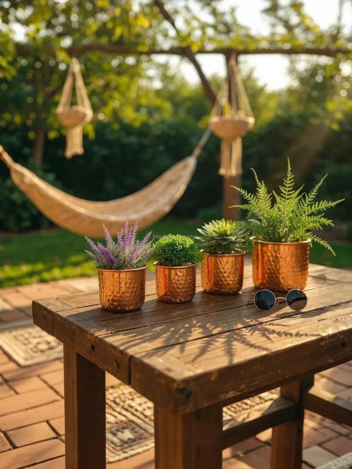 Bakır Saksı 4 Lü Set - Görsel 4