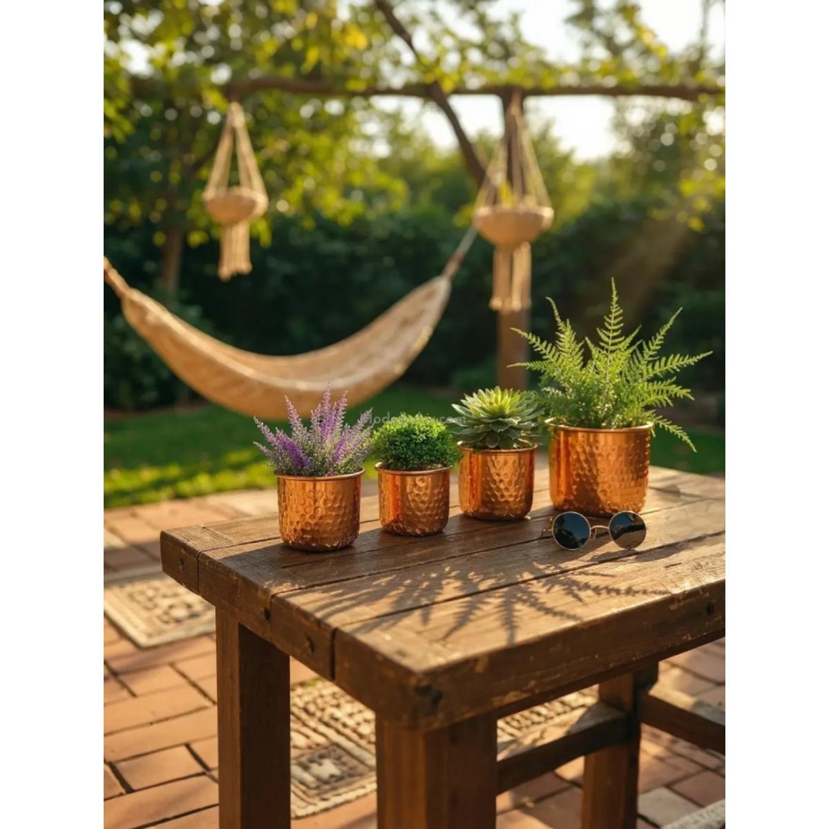 Bakır Saksı 4 Lü Set - Görsel 4