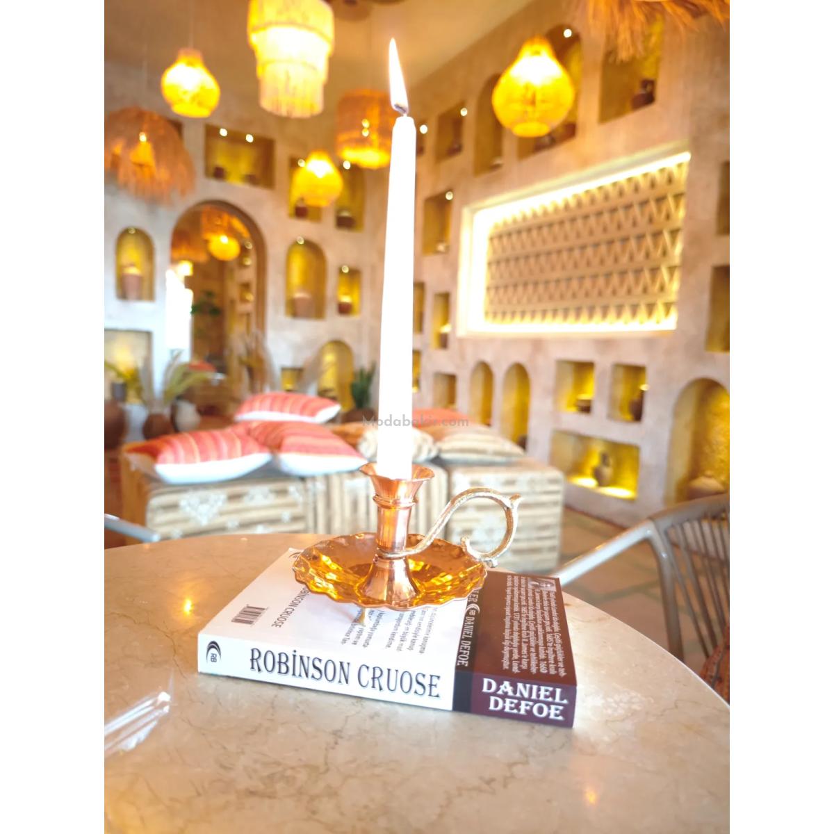 Bakır Şamdan Mumluk - Görsel 3