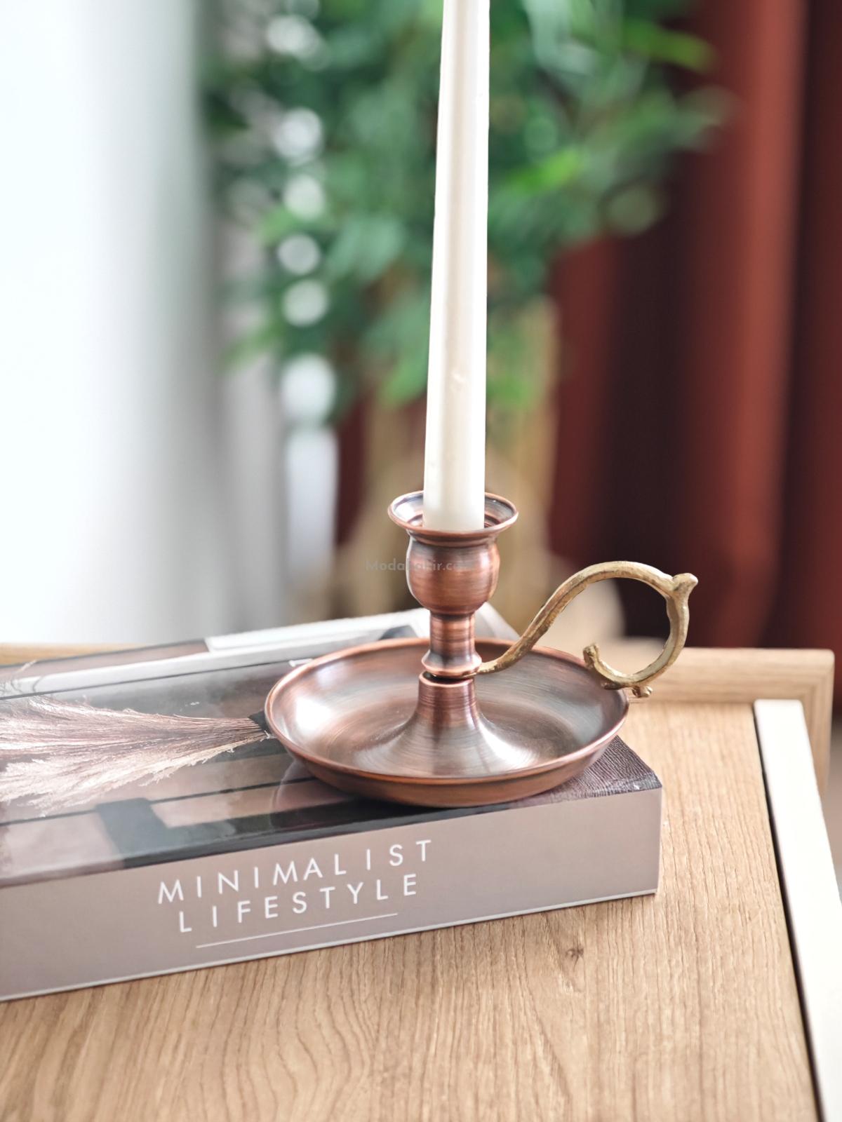 Bakır Şamdan Mumluk Oksit - Görsel 2