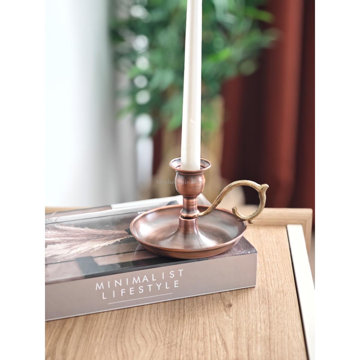 Bakır Şamdan Mumluk Oksit - Görsel 2