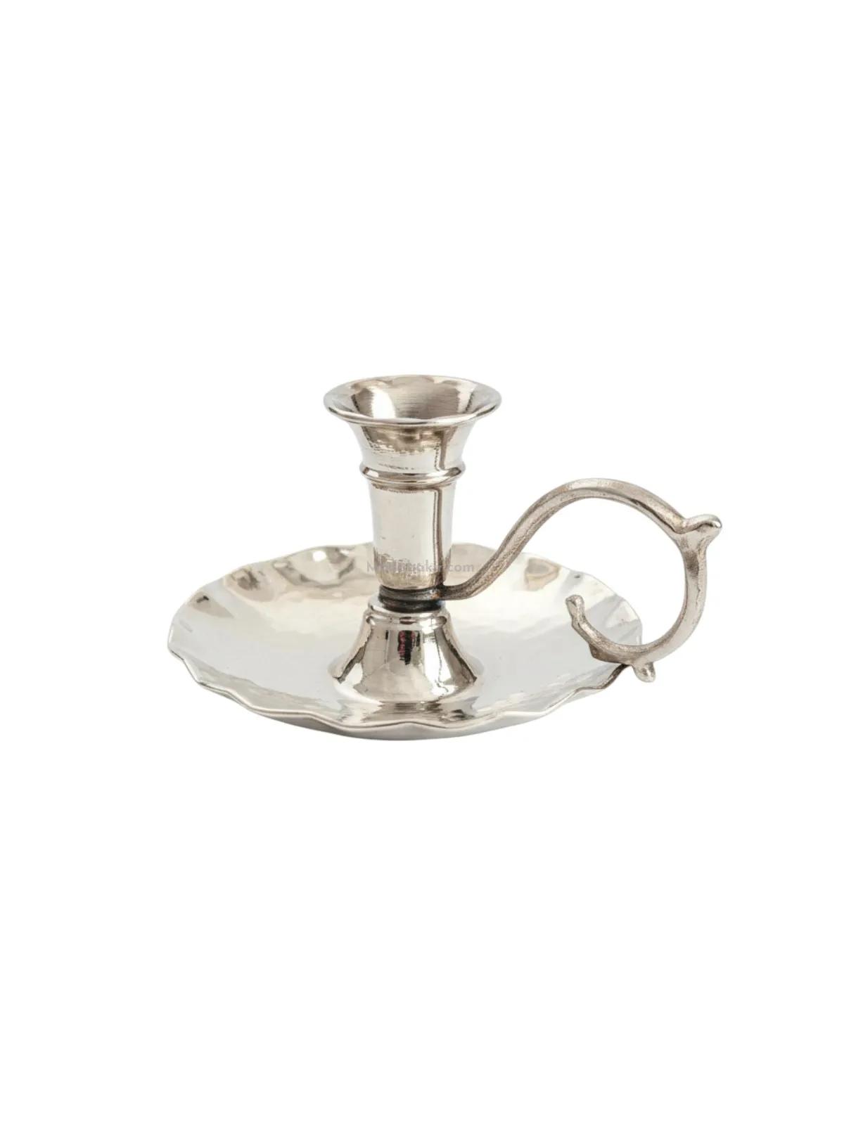 Bakır Şamdan Mumluk Gümüş - Görsel 1