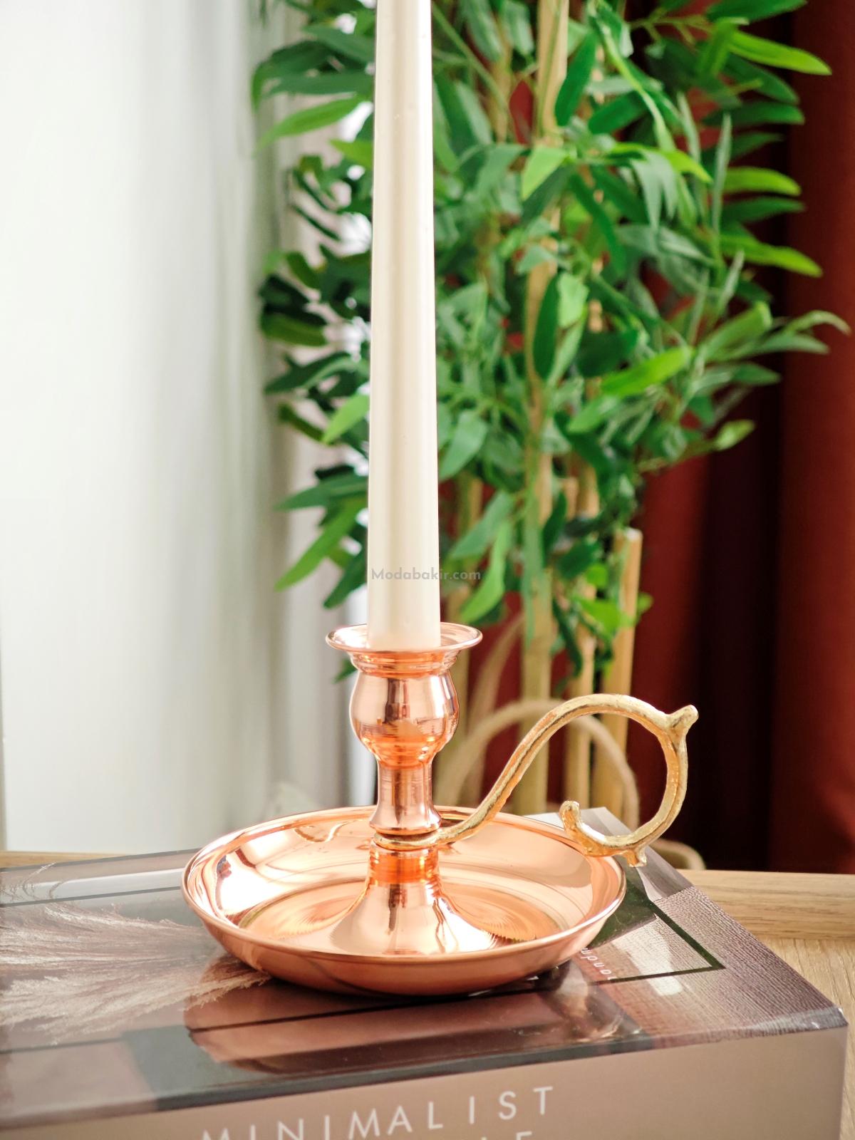 Bakır Şamdan Mumluk - Görsel 5