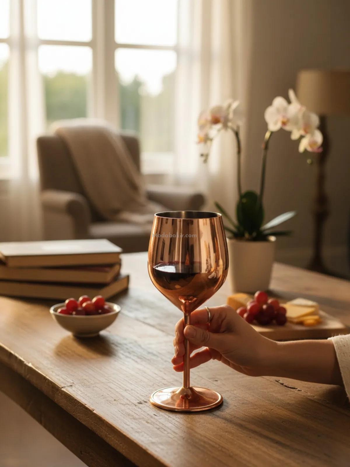 Bakır Şarap Bardak 500 Ml - Görsel 4