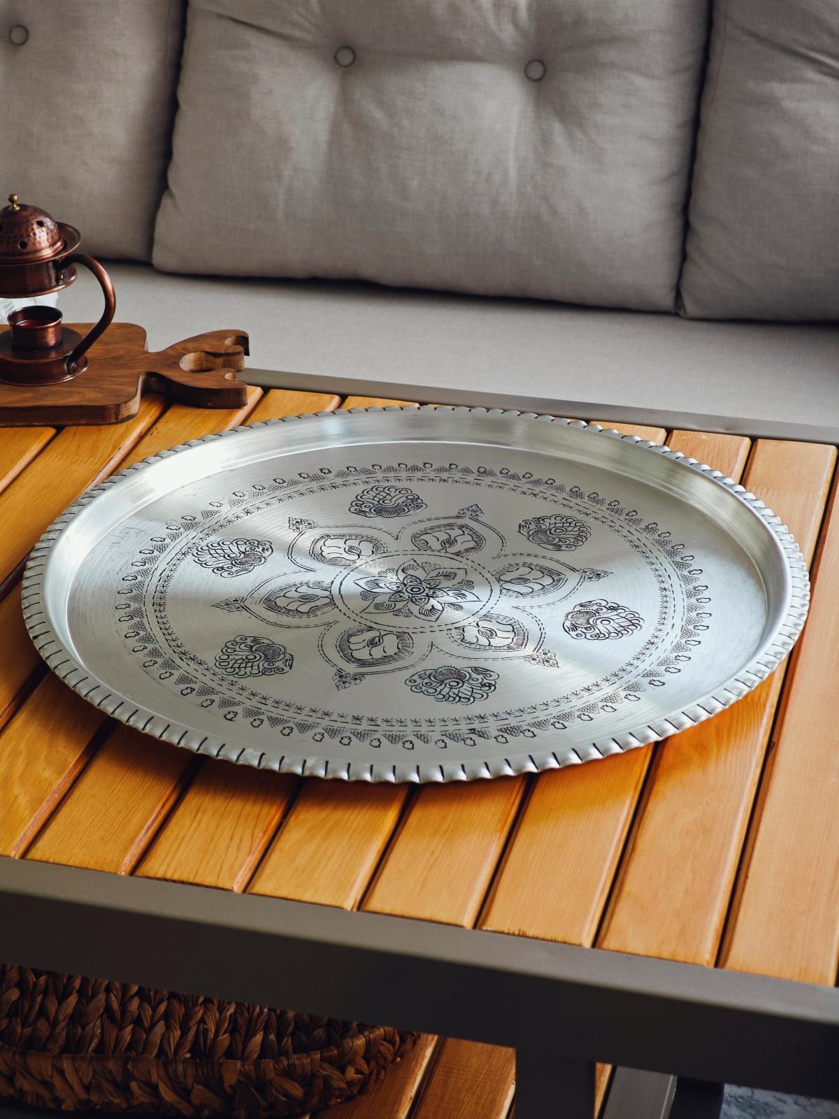 Bakır Şark Köşesi Tepsi 50 Cm - Görsel 4