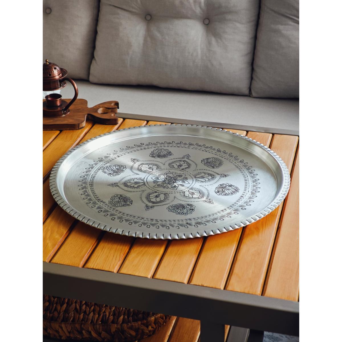 Bakır Şark Köşesi Tepsi 50 Cm - Görsel 4