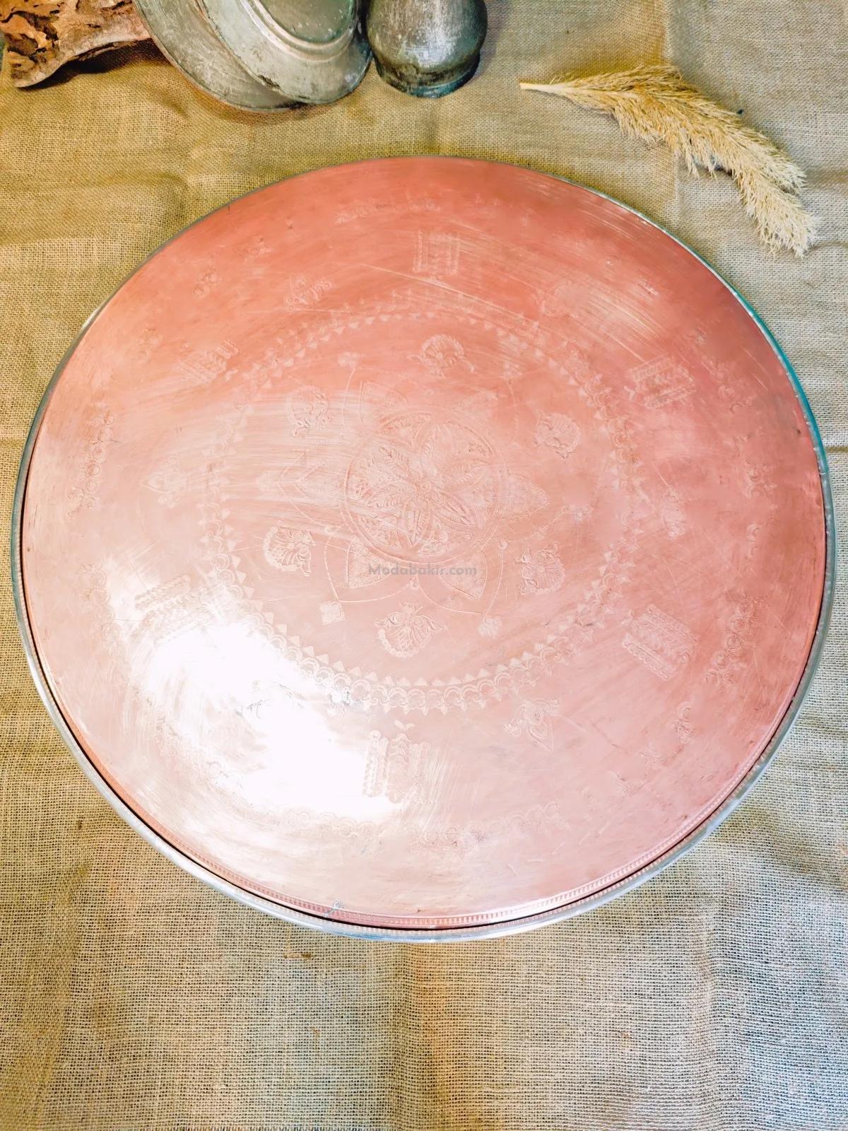 Bakır Sini Eskitme Model 64 cm - Görsel 5