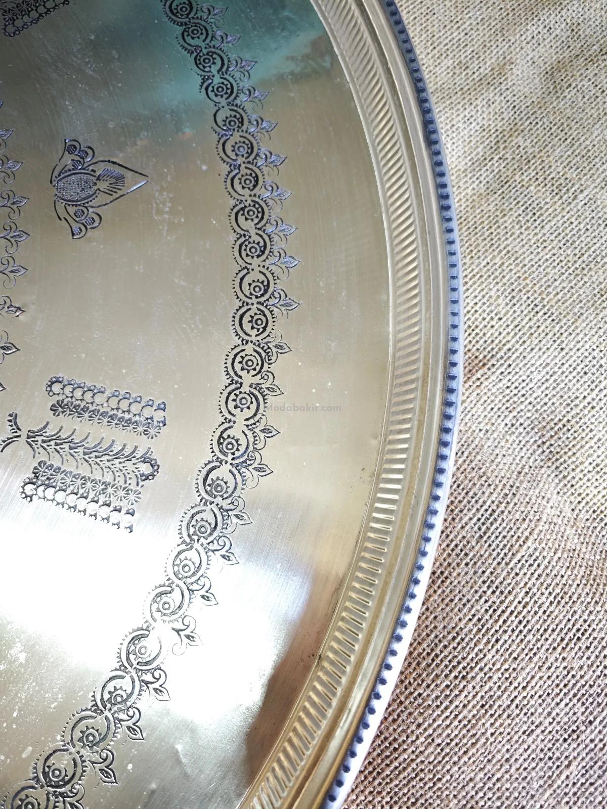 Bakır Sini Eskitme Model 74 cm - Görsel 2