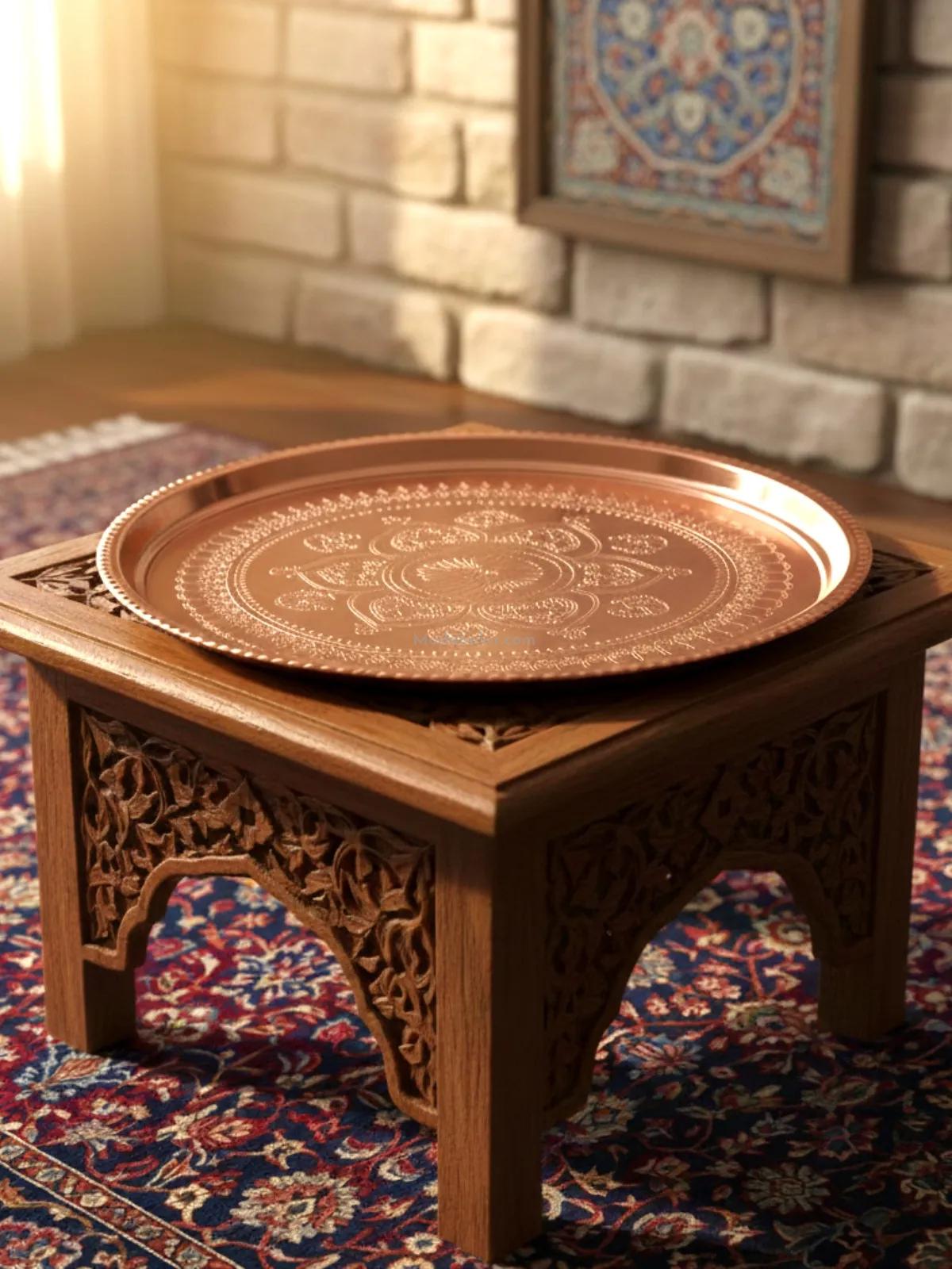 Bakır Sini İşlemeli 50 cm - Görsel 2