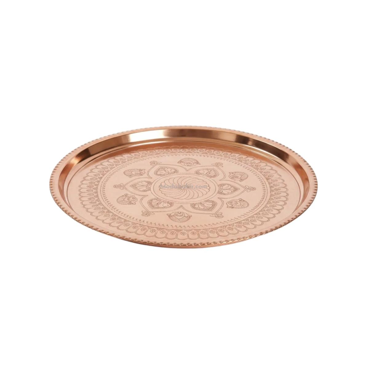 Bakır Sini İşlemeli 80 cm - Görsel 1