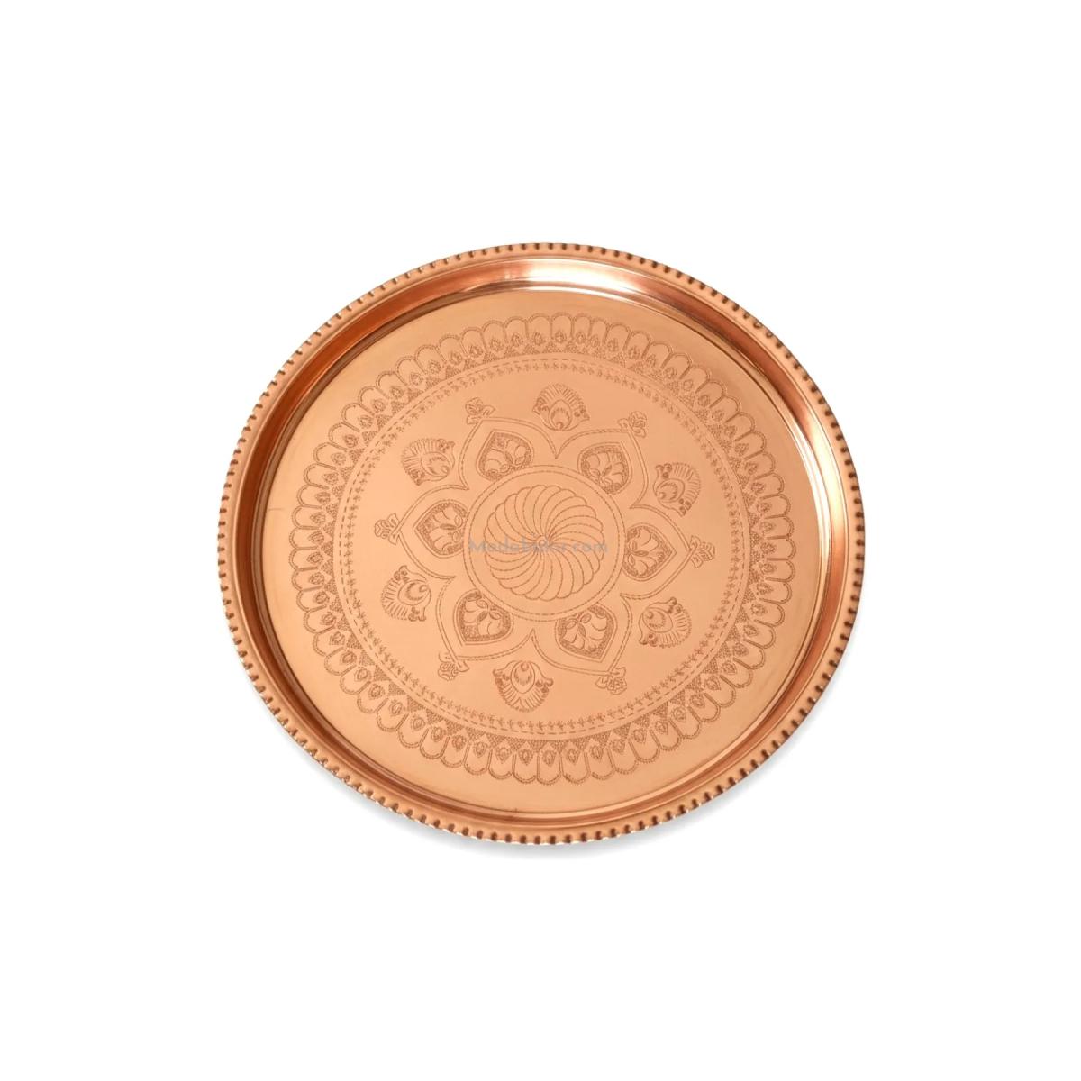 Bakır Sini İşlemeli 80 cm - Görsel 4