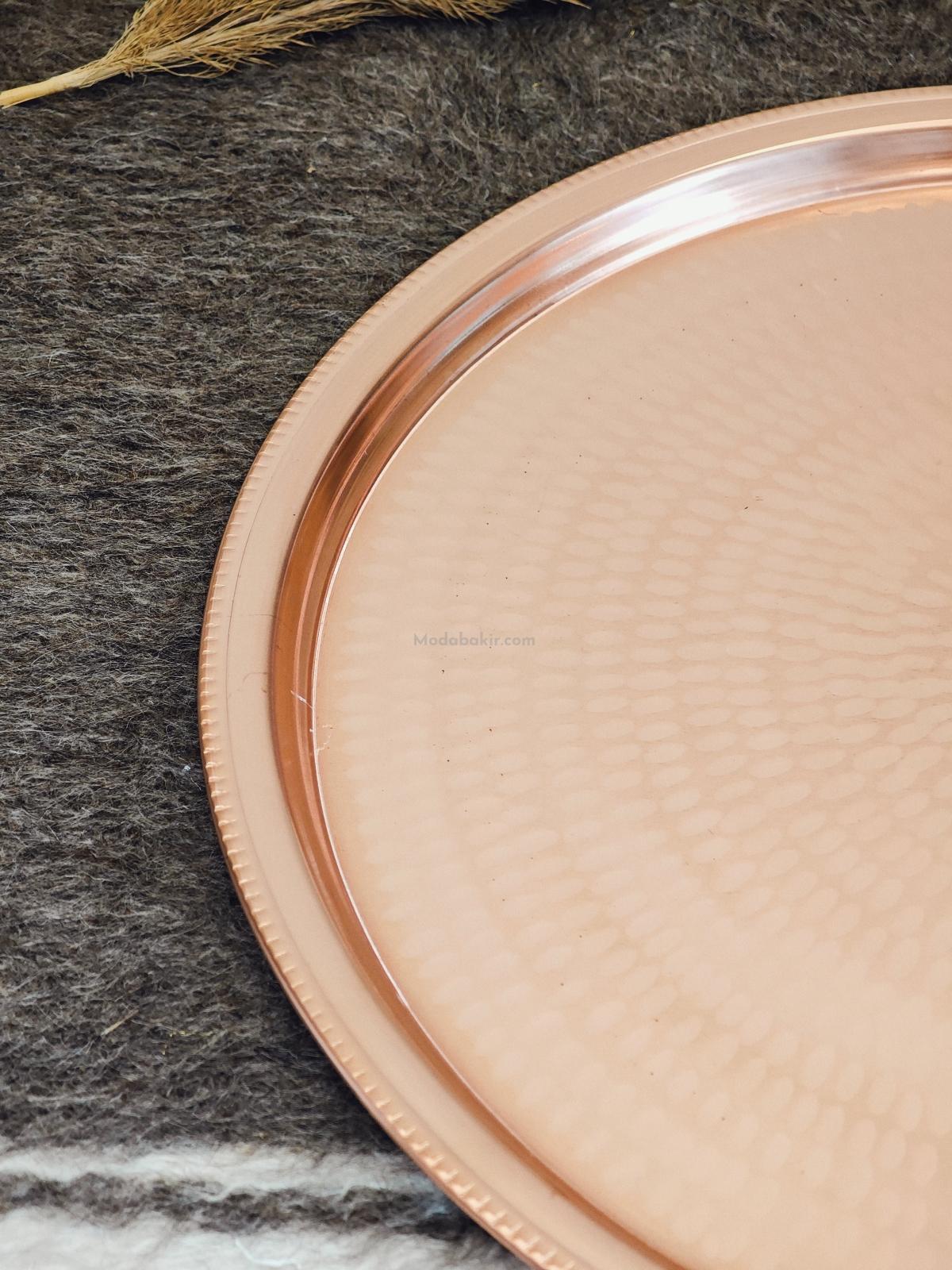 Bakır Sini Kırmızı Çekiçli 60 Cm - Görsel 3