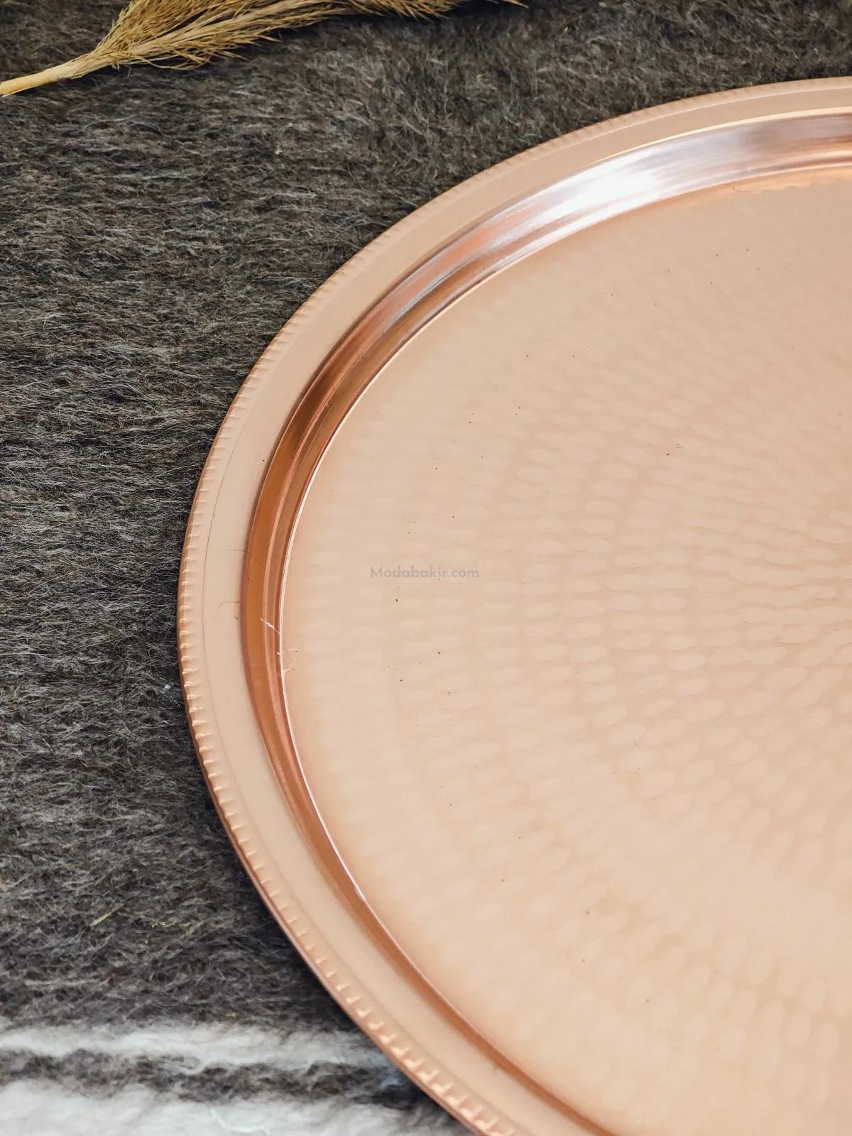 Bakır Sini Kırmızı Çekiçli 55 Cm - Görsel 3