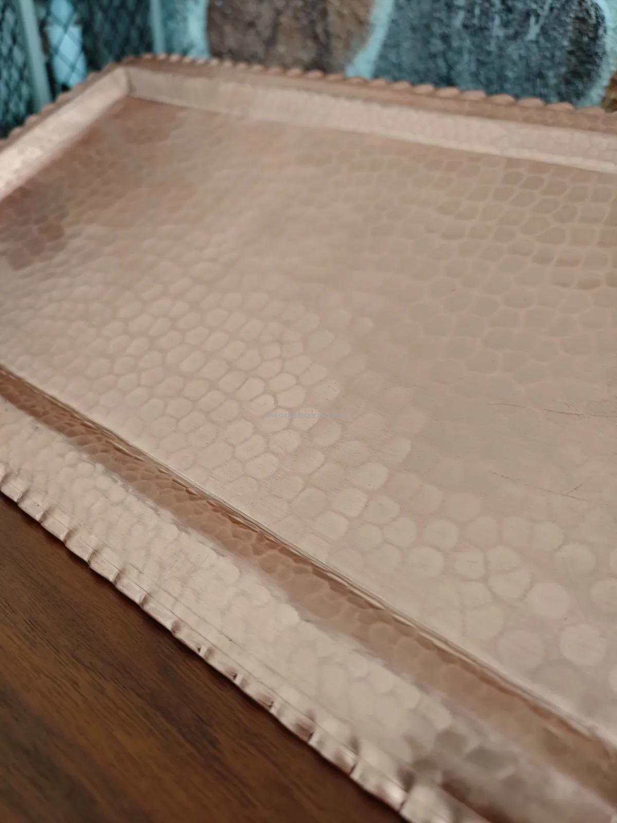 Bakır Dikdörtgen Tepsi Mat Renk - Görsel 2