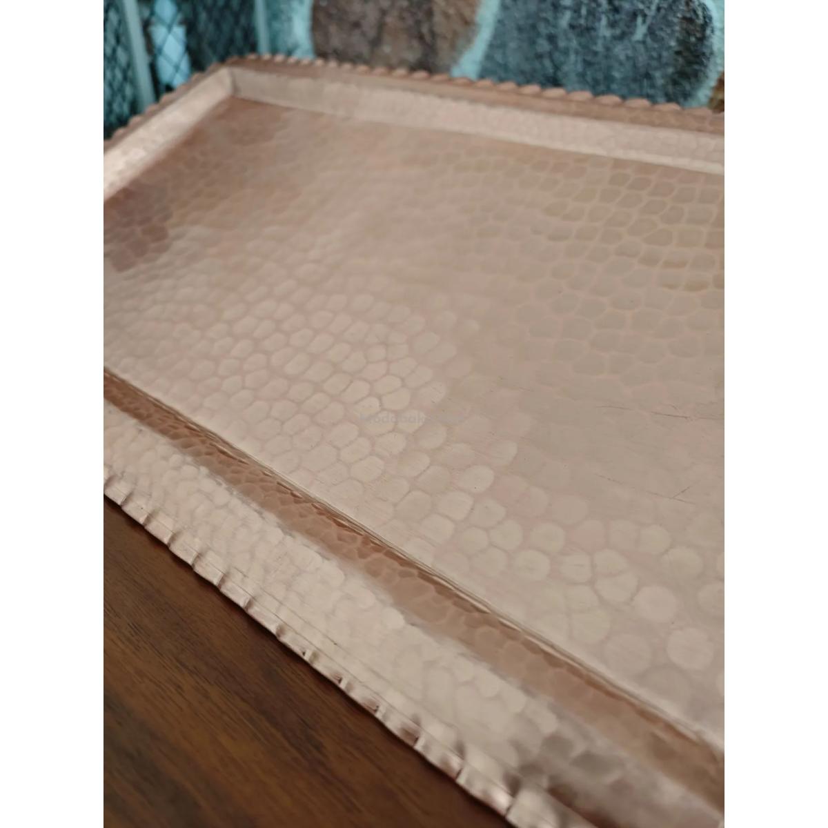 Bakır Dikdörtgen Tepsi Mat Renk - Görsel 2