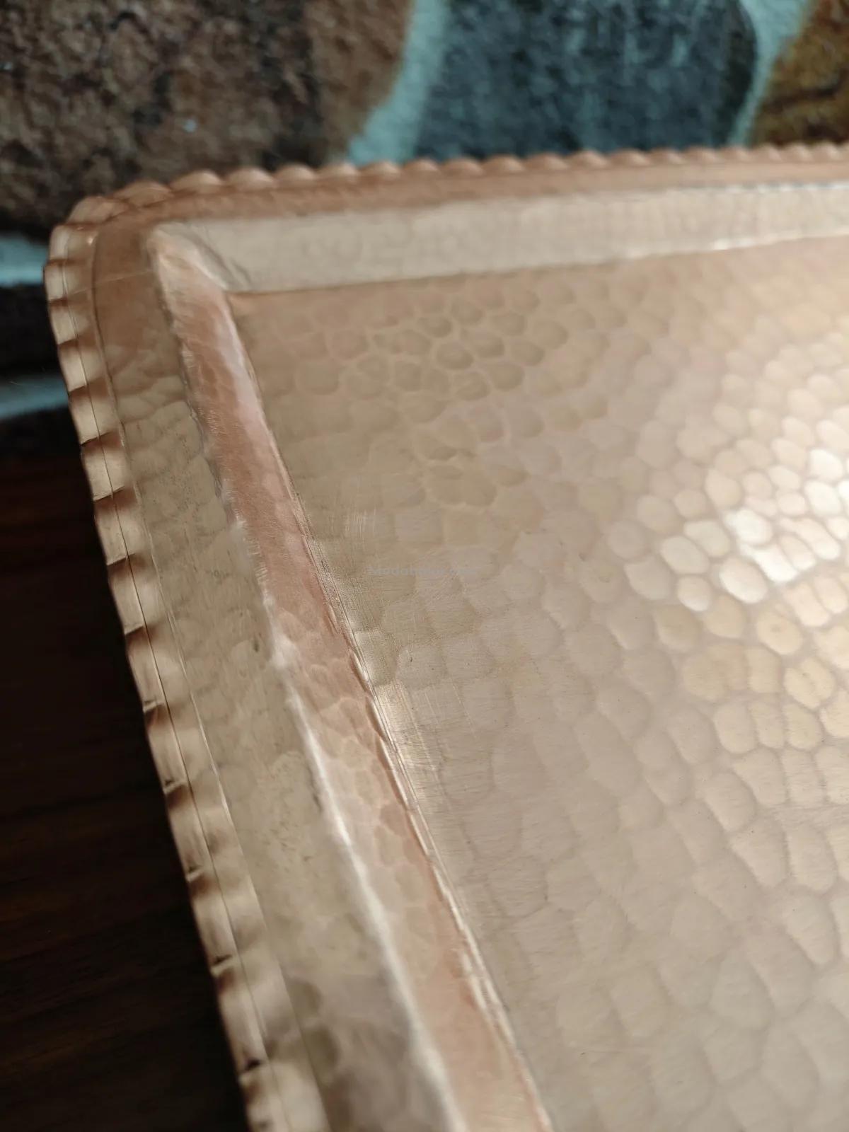 Bakır Dikdörtgen Tepsi Mat Renk - Görsel 3