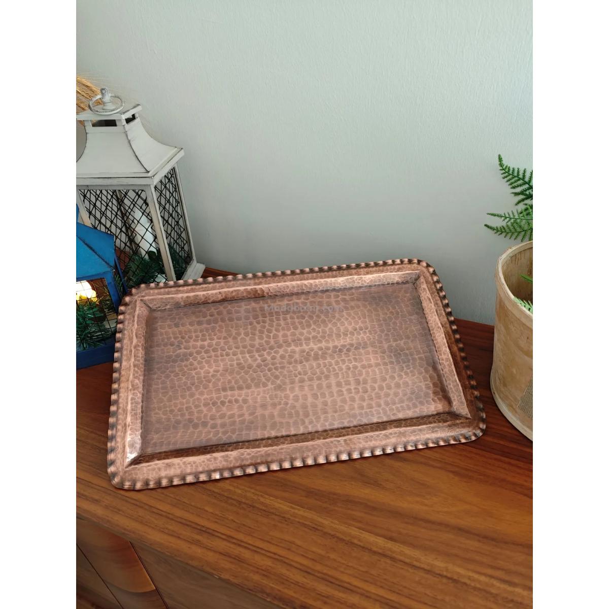 Bakır Dikdörtgen Tepsi Oksit - Görsel 5