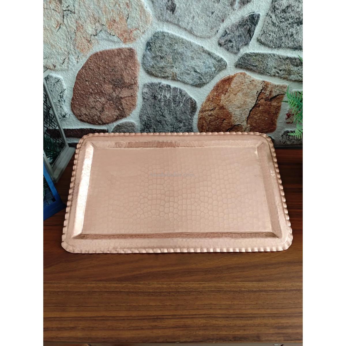 Bakır Dikdörtgen Tepsi Mat Renk - Görsel 4