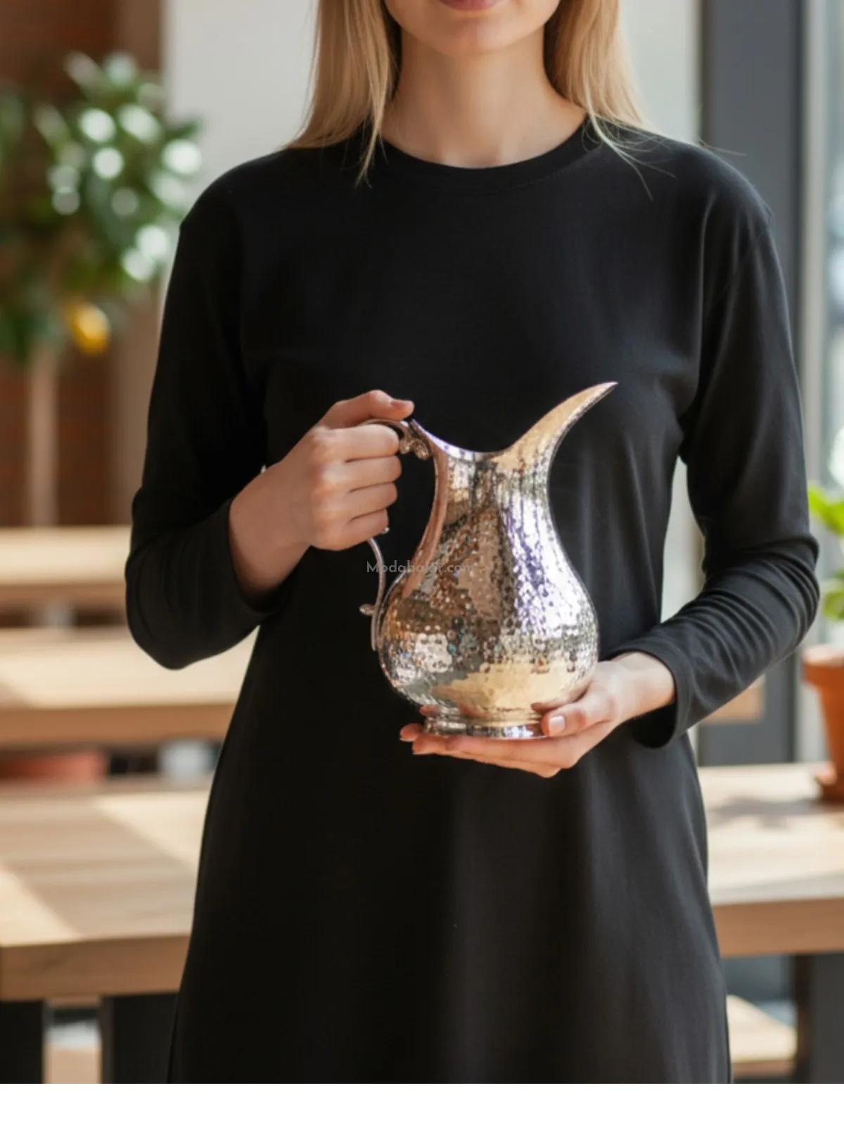 Bakır Sürahi 2 Litre Nikel - Görsel 3