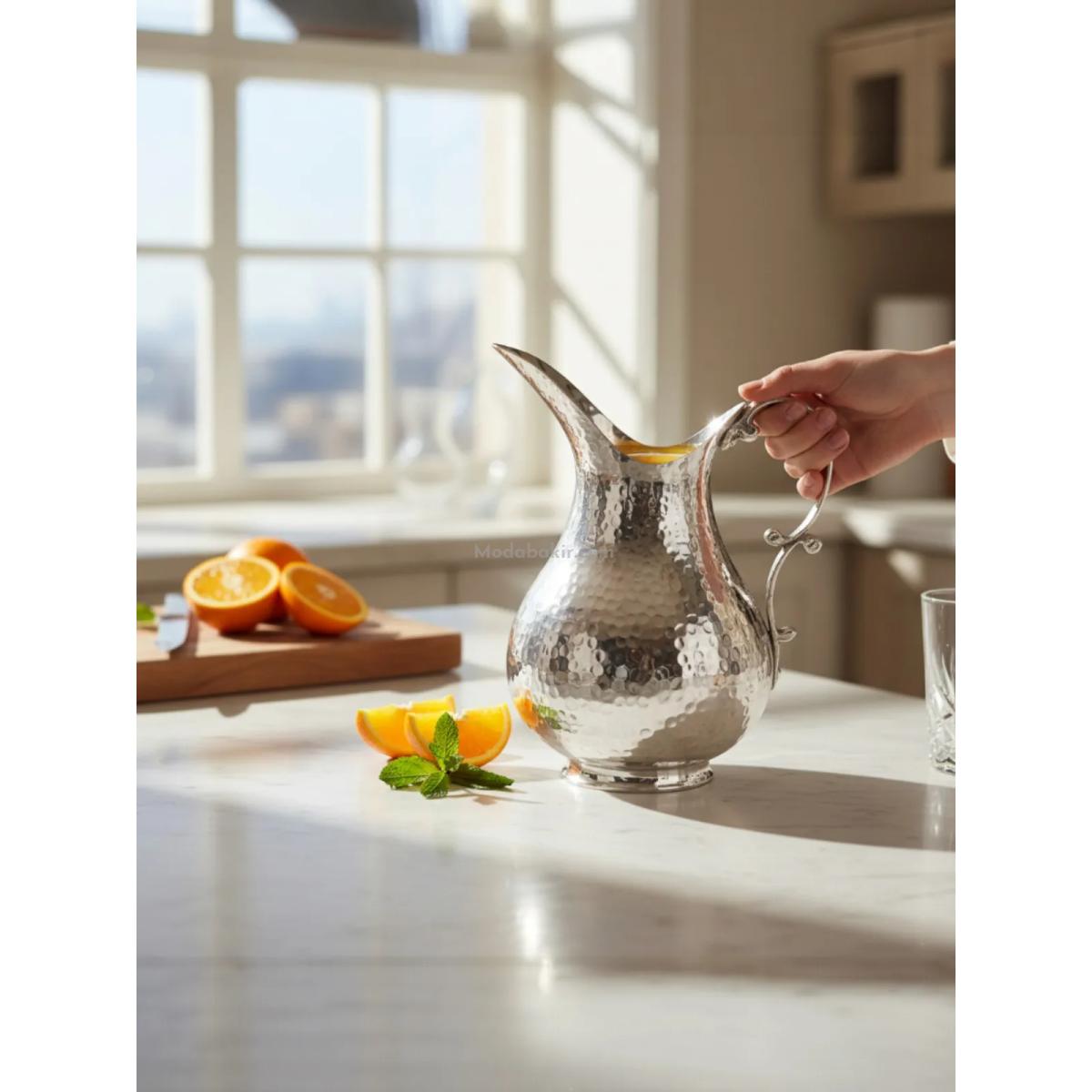 Bakır Sürahi 2 Litre Nikel - Görsel 4