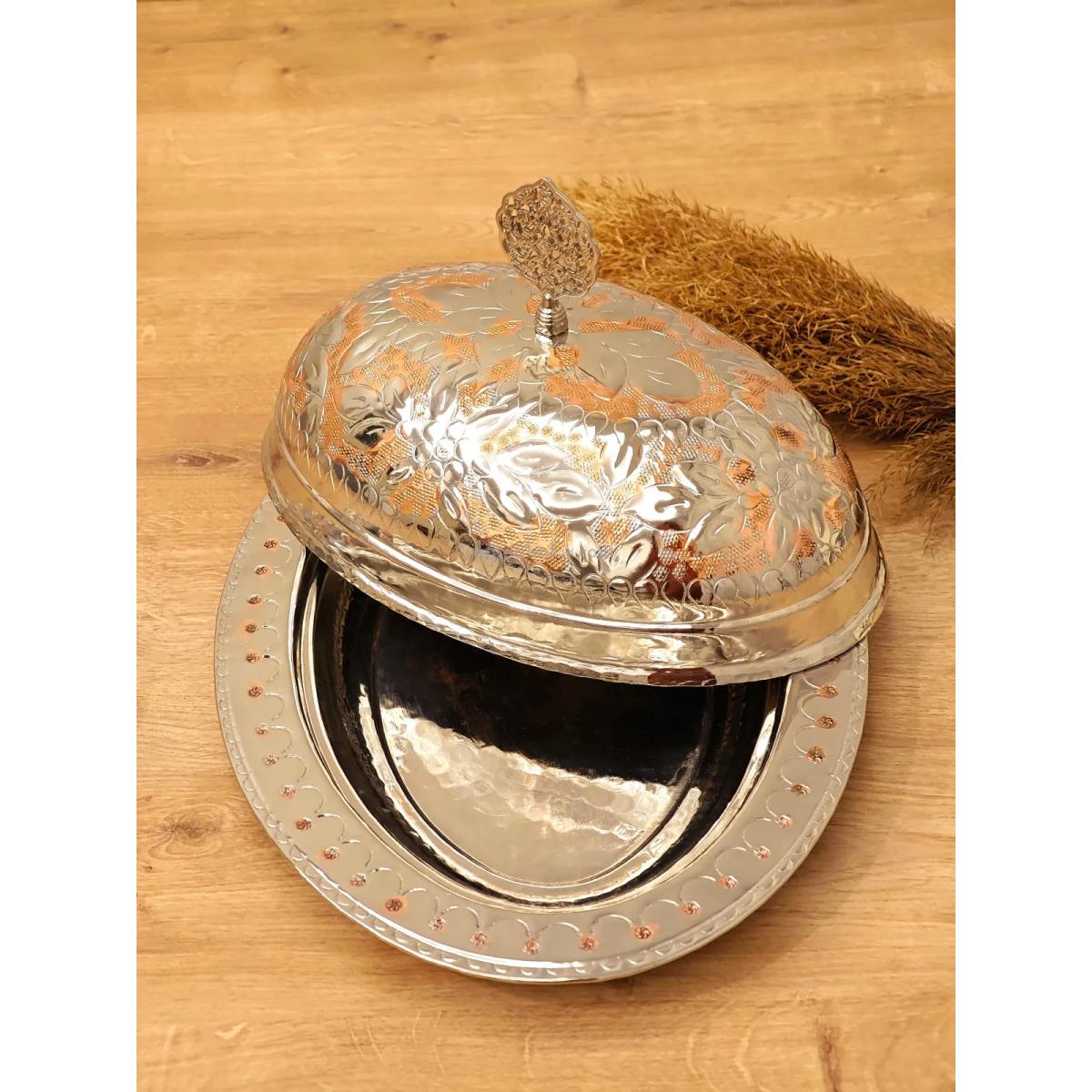 Çift Renk Bakır Kayık Sahan 40 Cm - Görsel 4