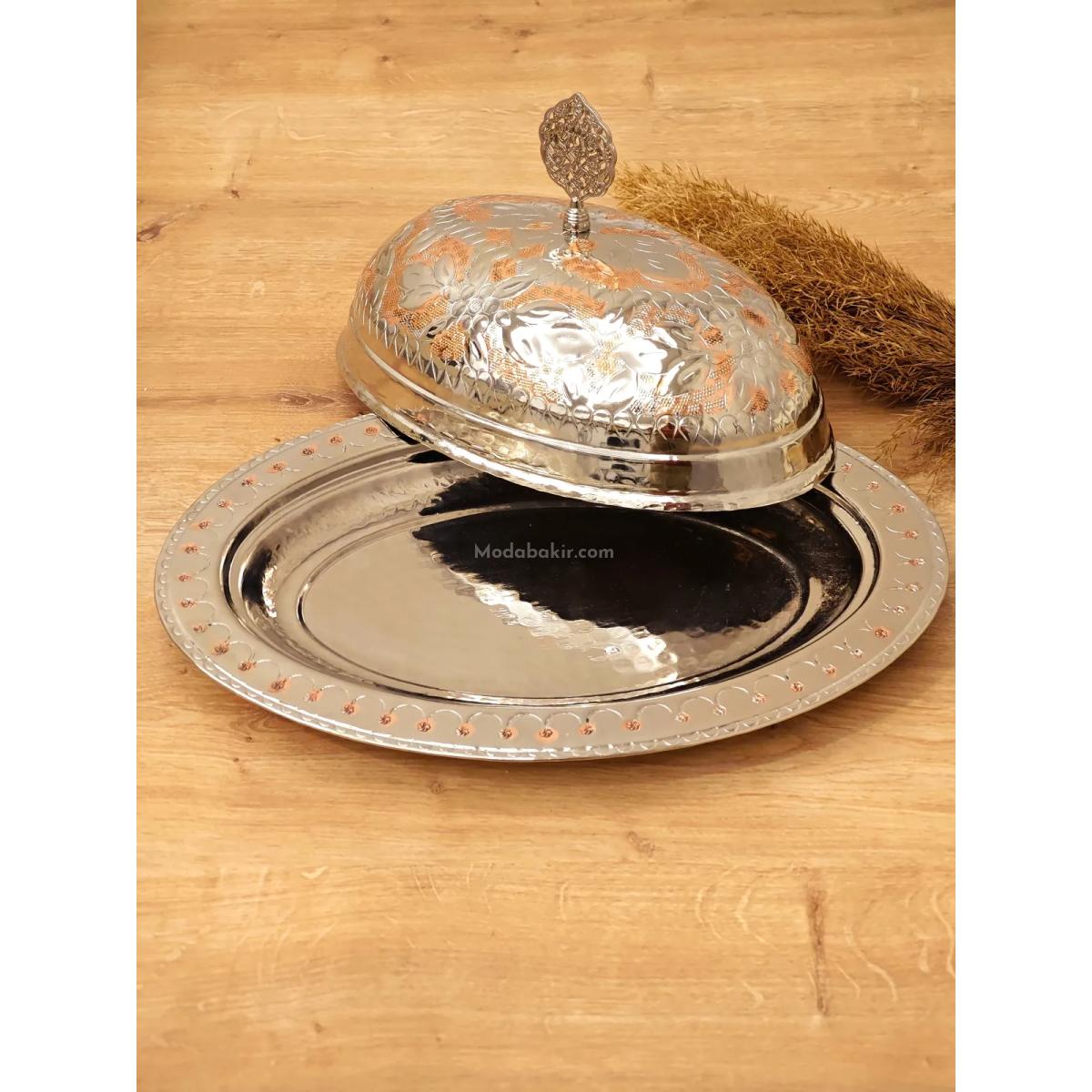 Çift Renk Bakır Kayık Sahan 40 Cm - Görsel 5