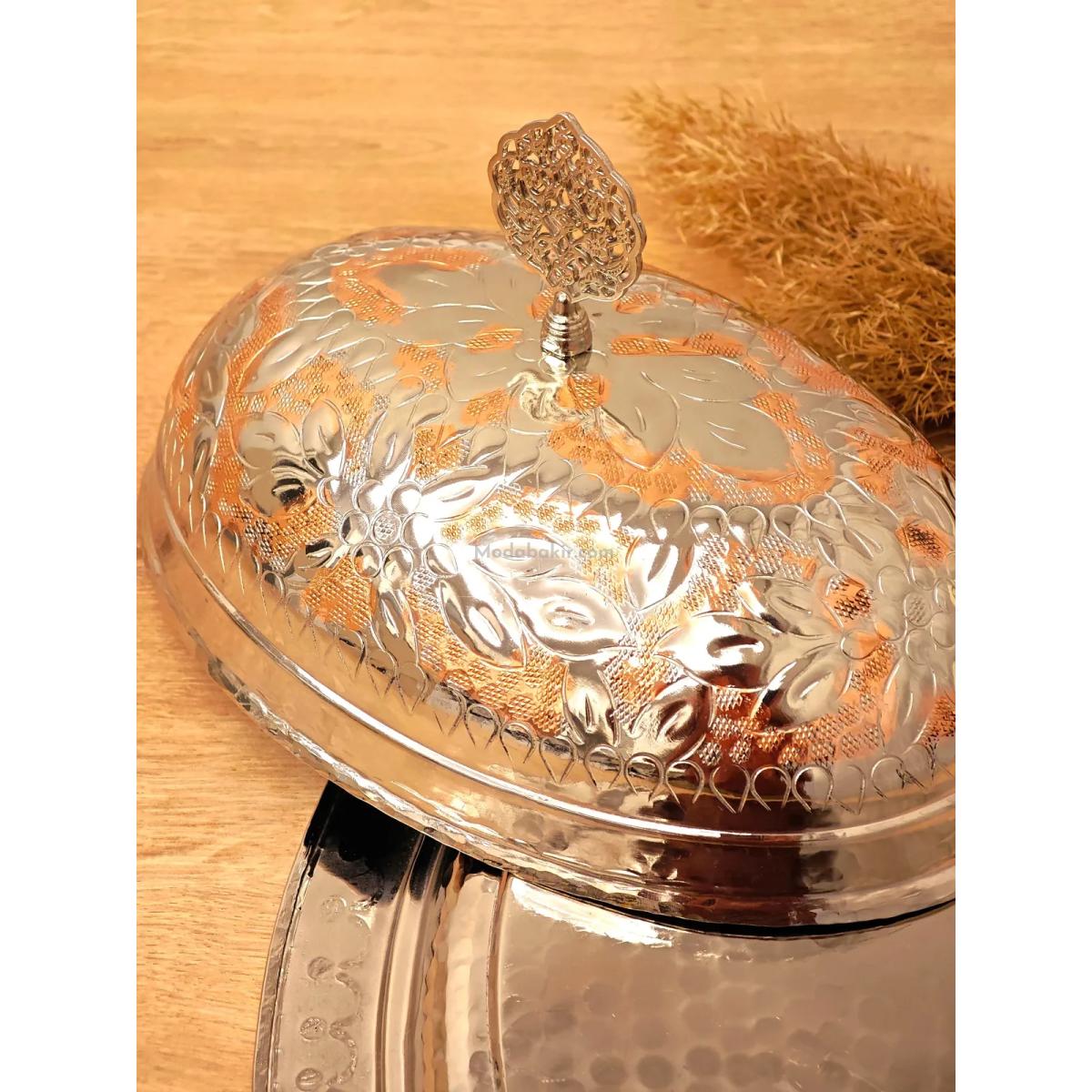 Çift Renk Bakır Kayık Tabak 35 Cm - Görsel 2