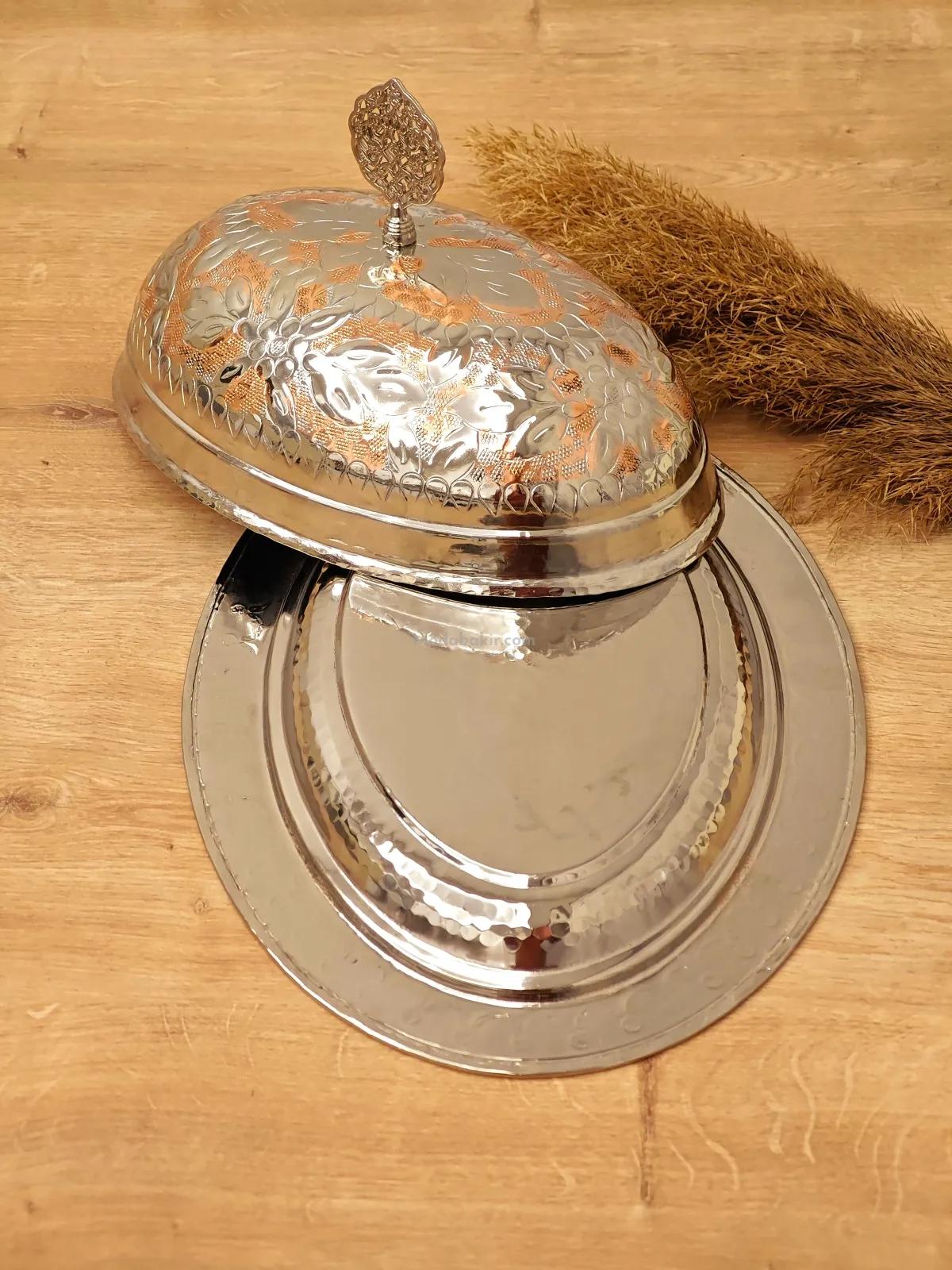 Çift Renk Bakır Kayık Tabak 35 Cm - Görsel 4