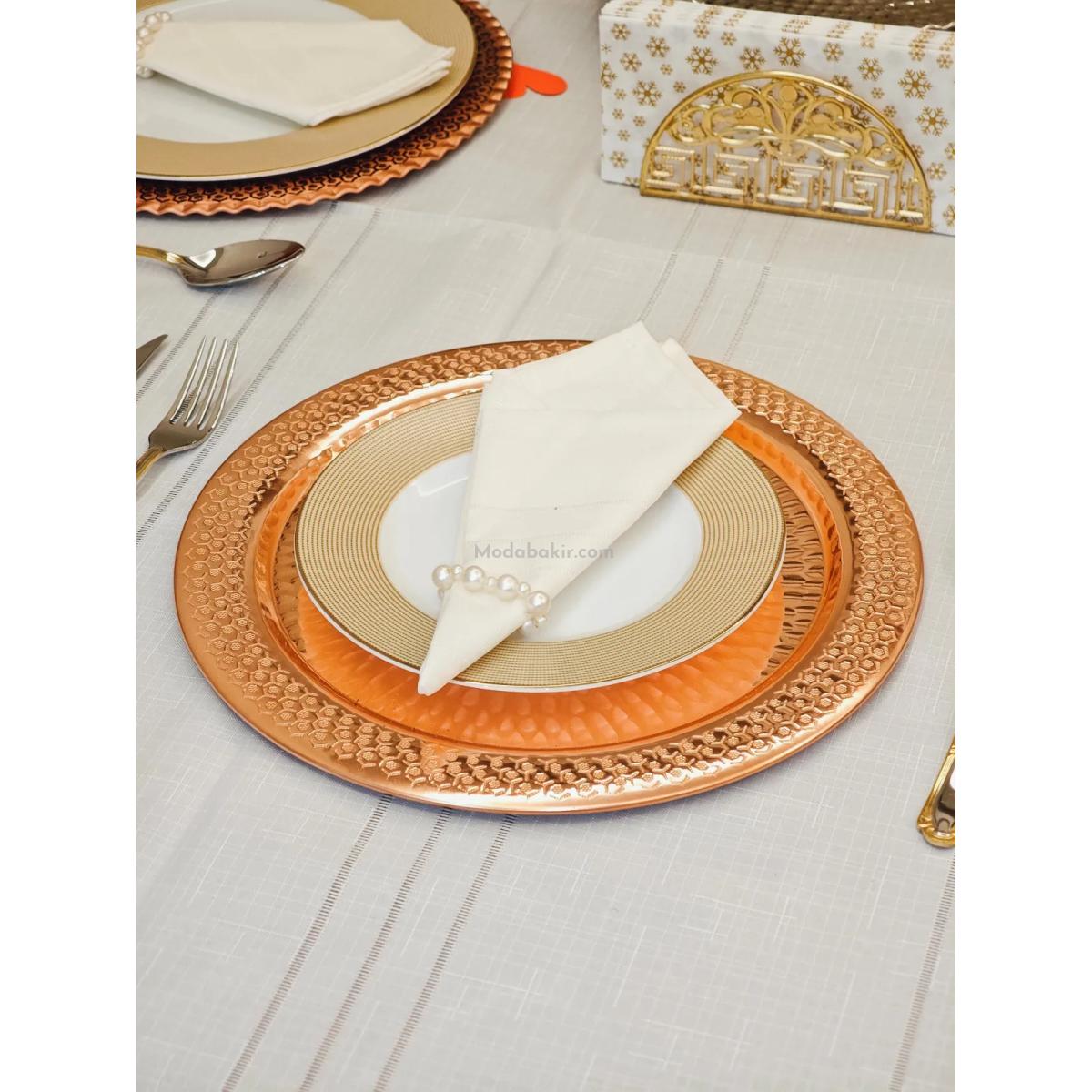 Desenli Bakır Supla Servis Tabak 30 cm - Görsel 2