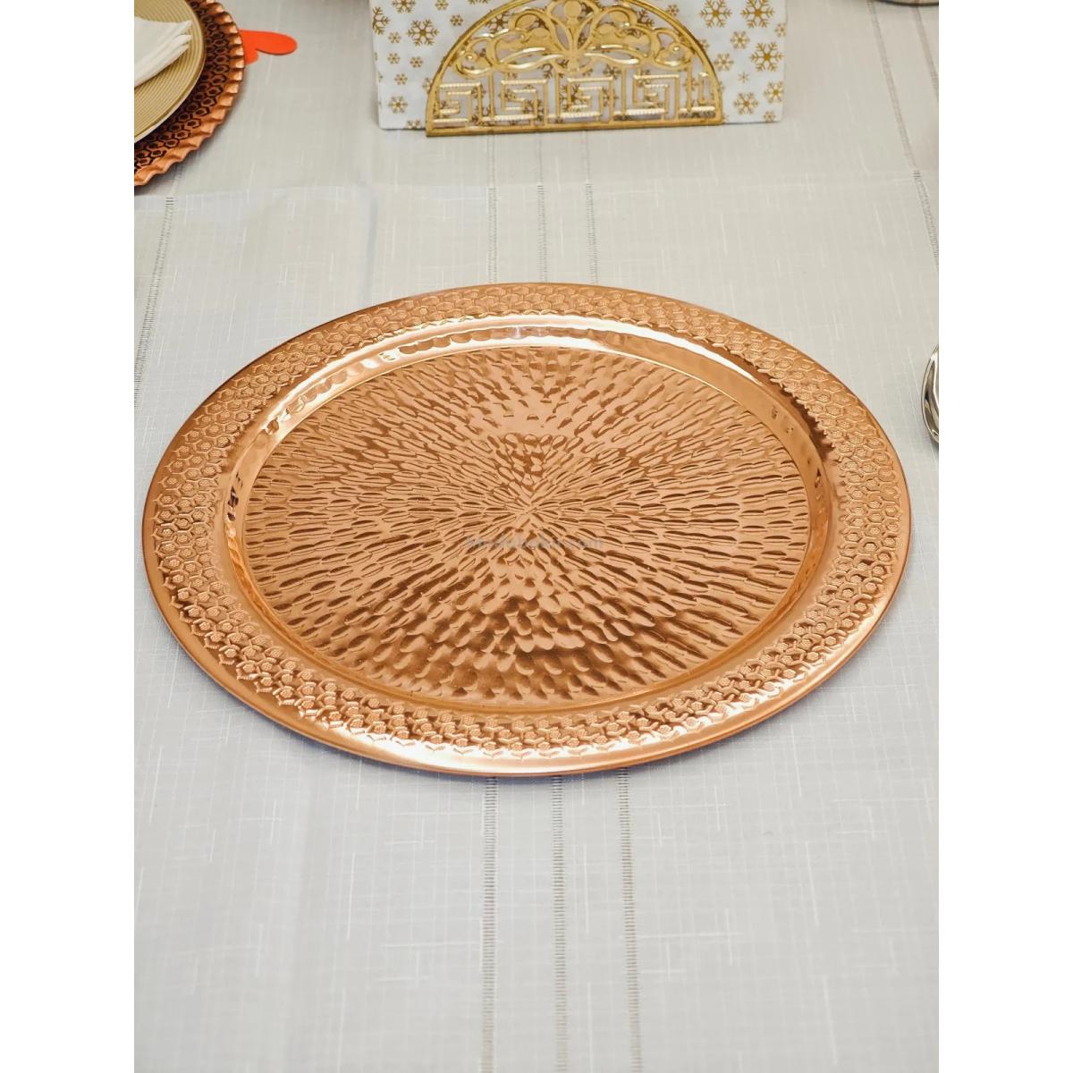 Desenli Bakır Supla Servis Tabak 30 cm - Görsel 3