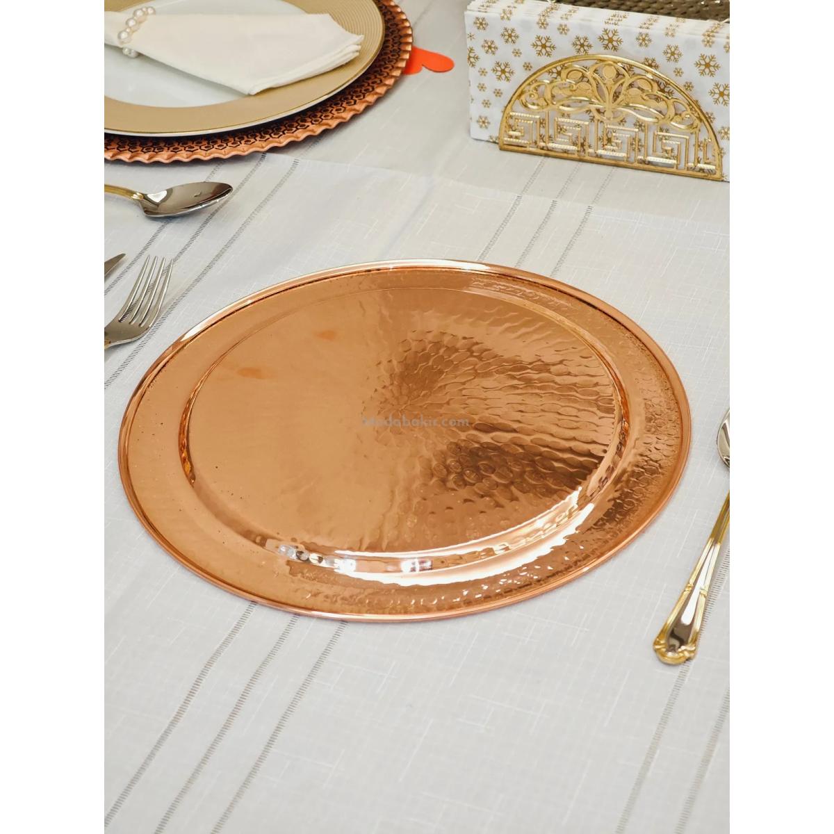 Desenli Bakır Supla Servis Tabak 30 cm - Görsel 4