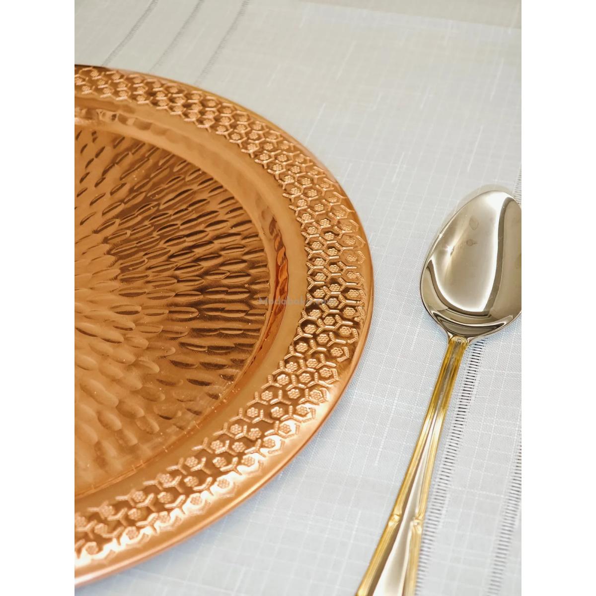 Desenli Bakır Supla Servis Tabak 30 cm - Görsel 5